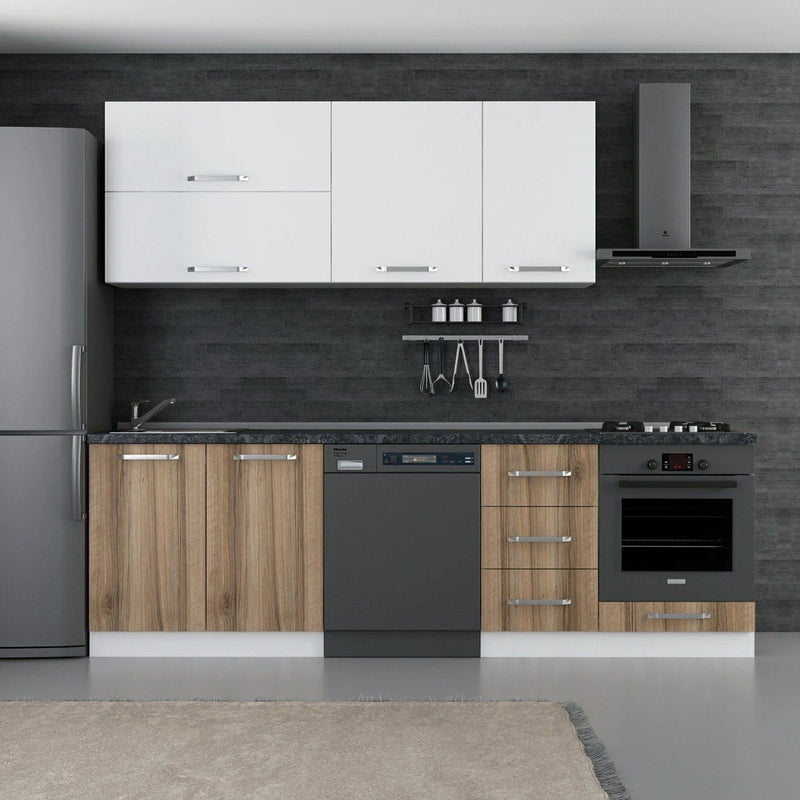 Minar 255 cm Kitchen Cabinet White Dore 255 D14