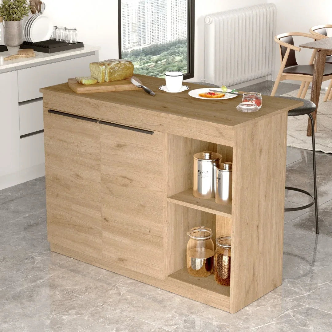 Кухненска трапезна маса Orren Island с 2 капака 120cm Кошница – görsel 2