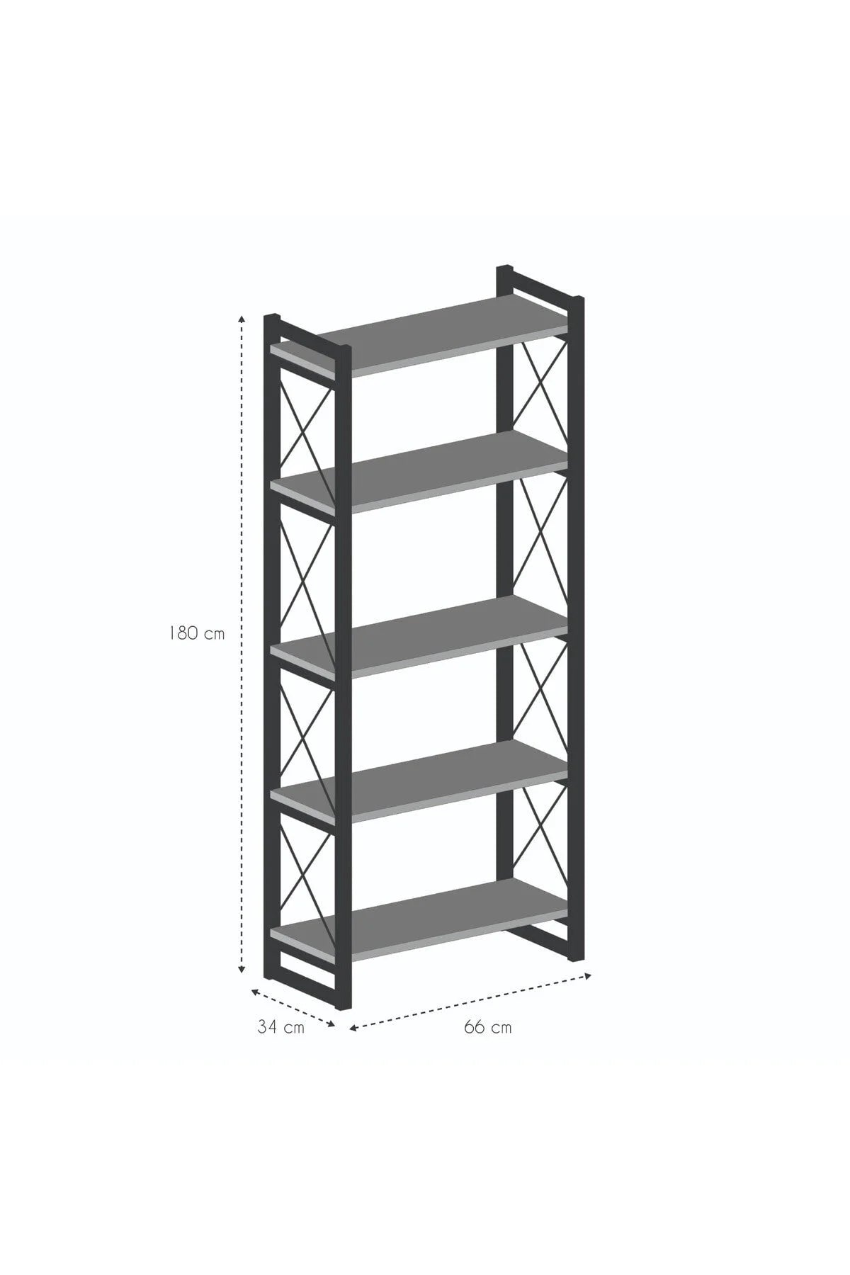 İlkal Метална библиотека с 5 рафта Бяла 180 cm – изображение 4