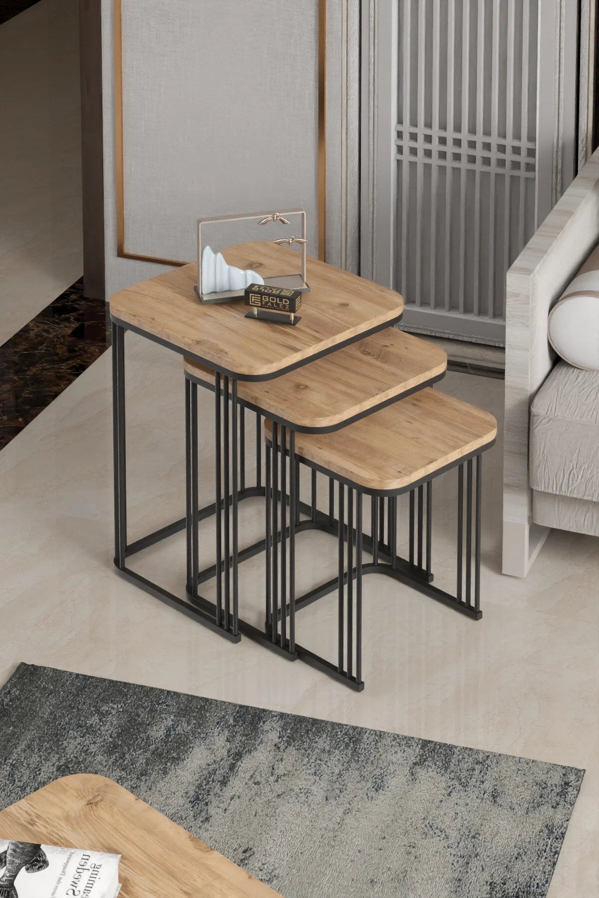 Комплект маси за кафе Alize Pine Brown 4 части – görsel 3