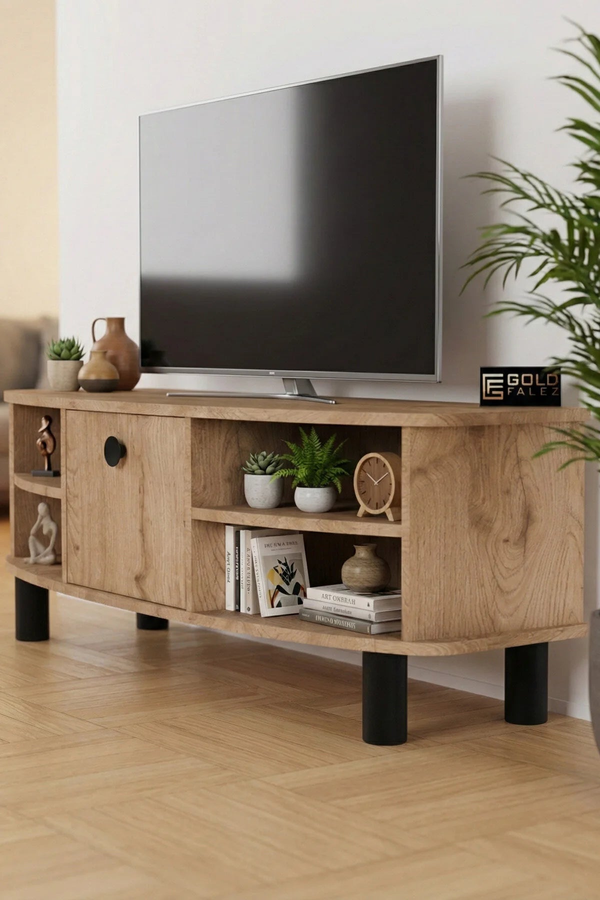 Стойка за телевизор Vienna ПДЧ бежово 136x44 cm – изображение 6