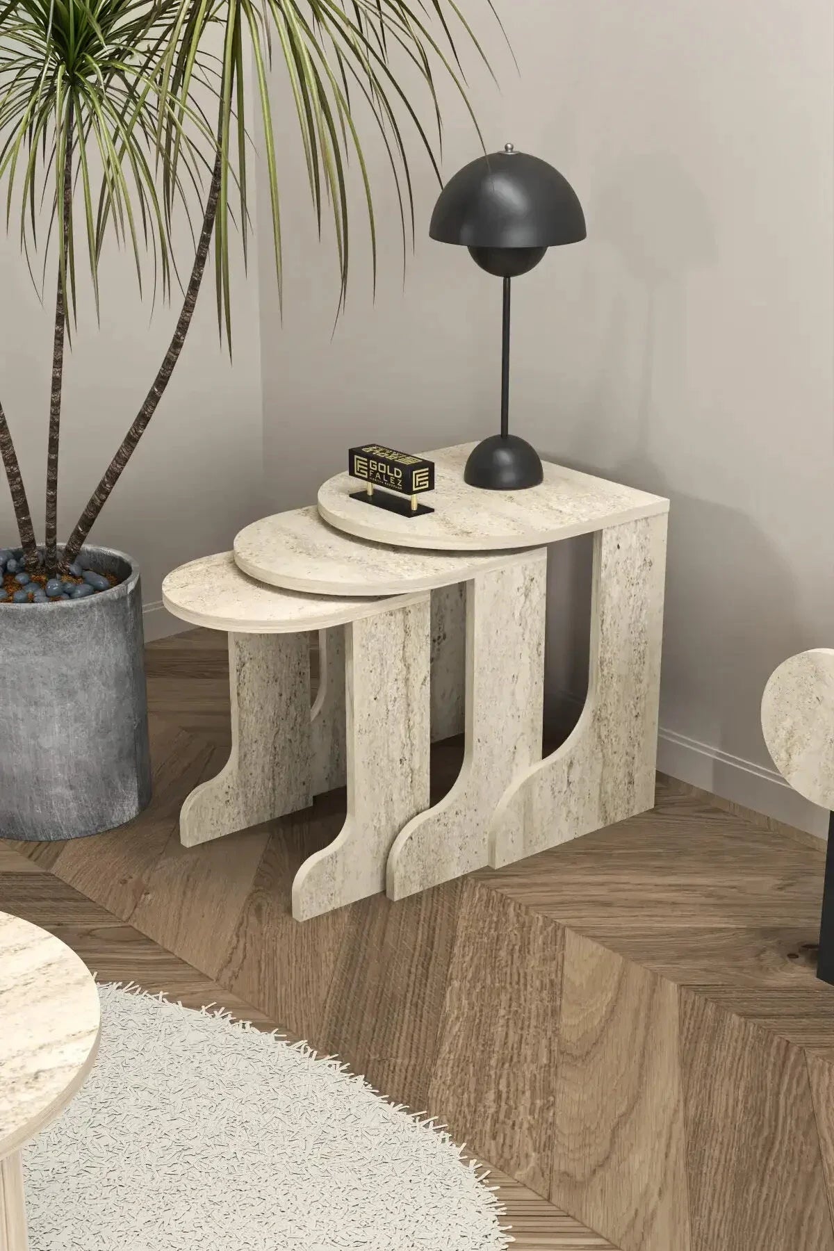 Маса за кафе Setro Nesting Екрю 3 бр – изображение 2