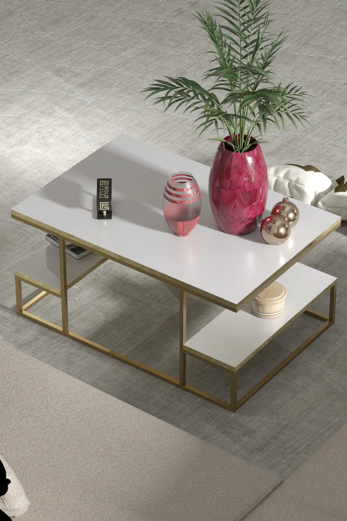 Холна маса Delux Gold White 90x60 cm – изображение 4