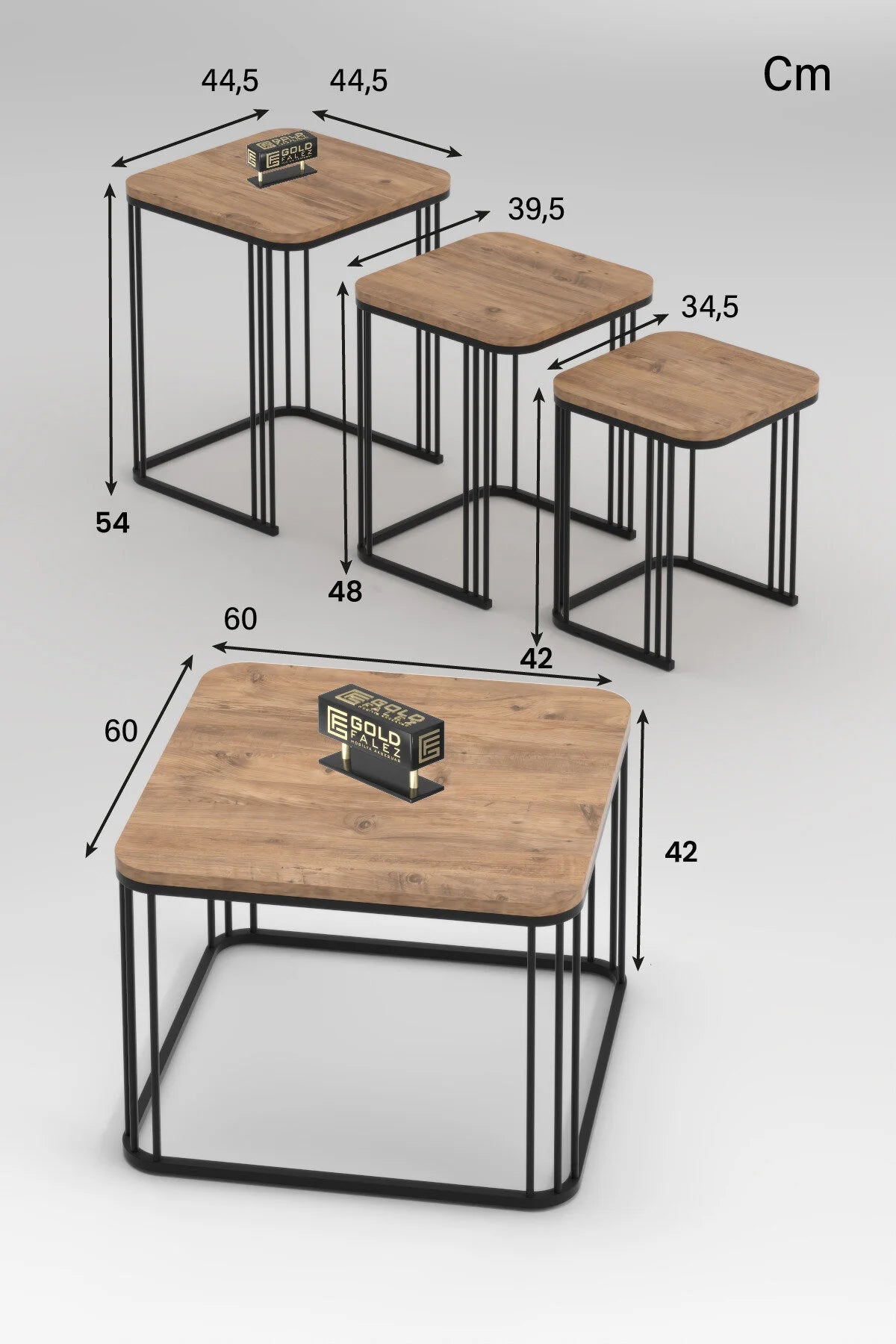 Комплект маси за кафе Alize Pine Brown 4 части – görsel 2