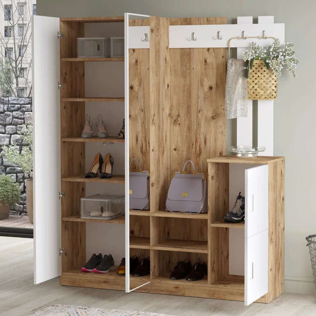 Козирка Гардеробна Поставка за обувки Поставка за обувки Pine-White – изображение 4