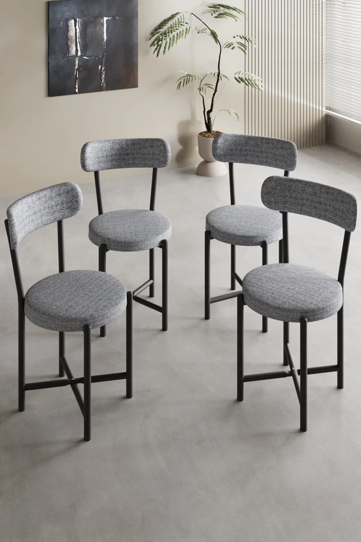 Метален стол Teddy Linen Grey 4 бр – изображение 3