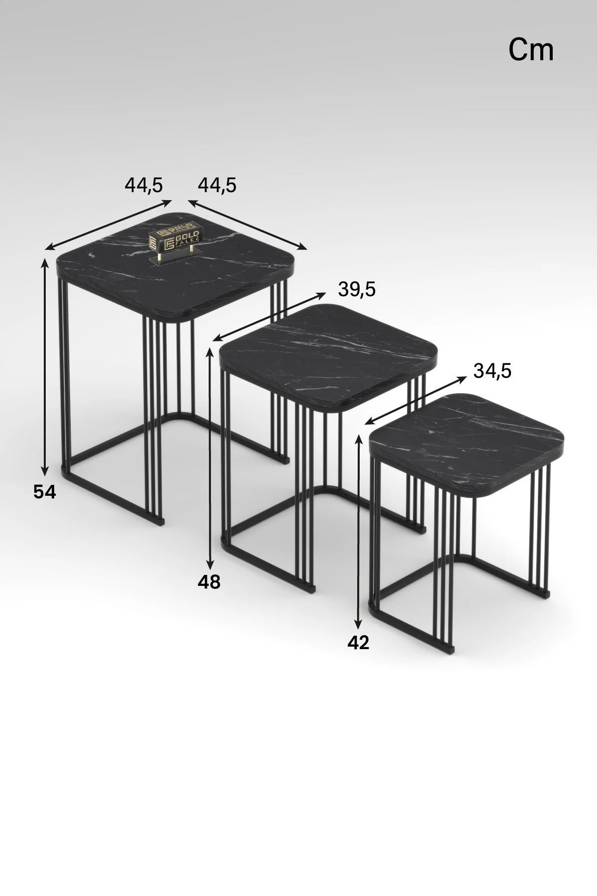 Маса за кафе Alize Nesting Черна 3 бр – görsel 3