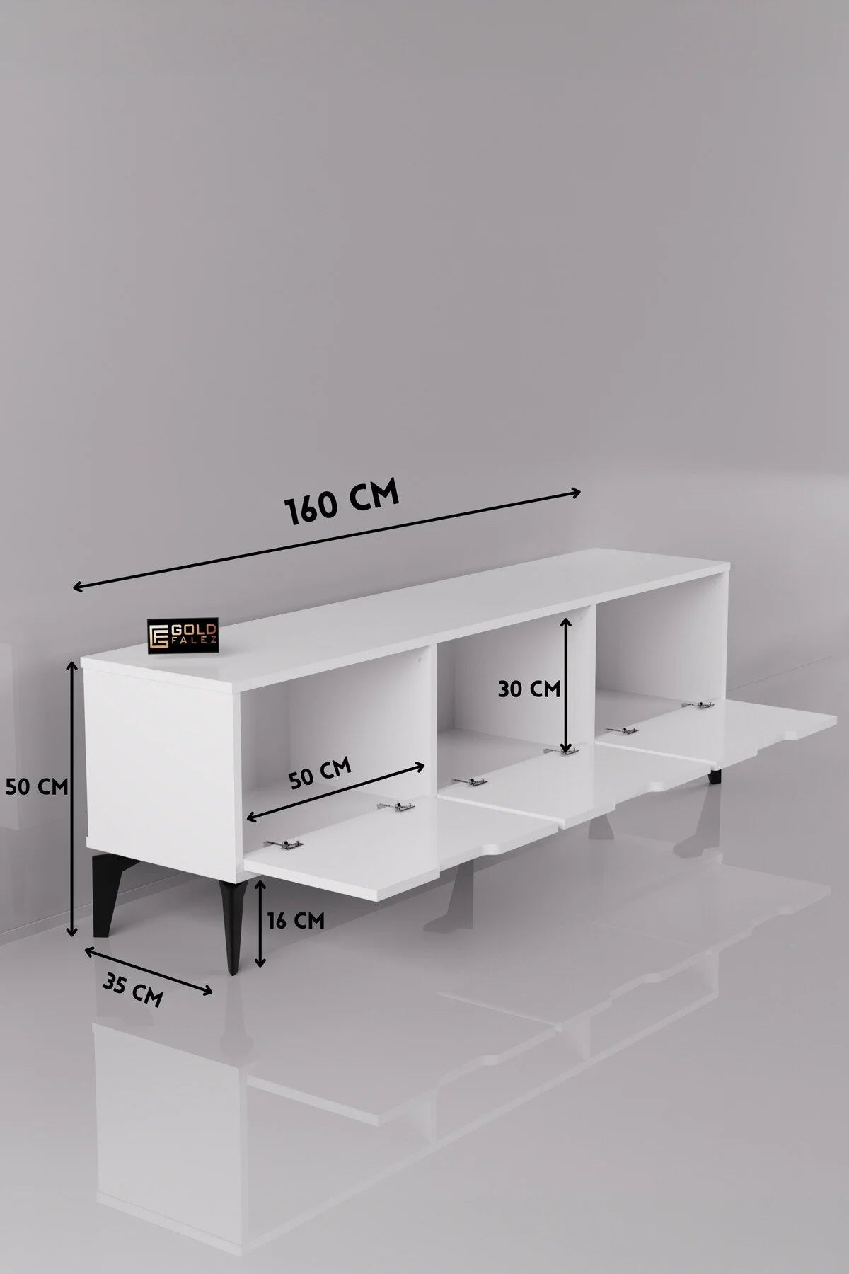 Поставка за телевизор Royal ПДЧ Бяла 160x35 – изображение 2