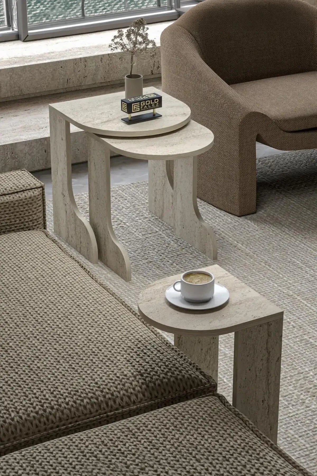 Маса за кафе Setro Nesting Екрю 3 бр – изображение 3