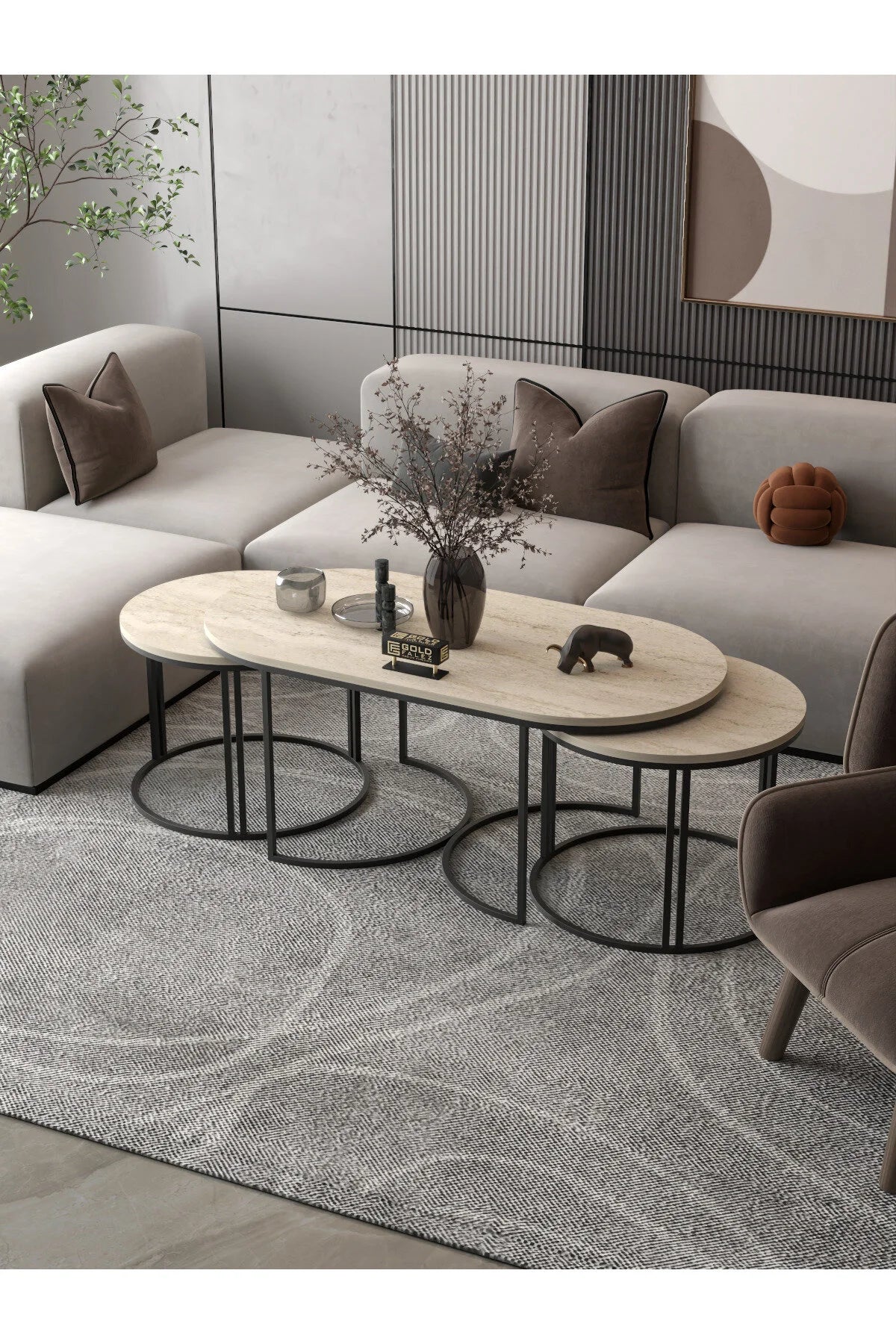 Dolunay Table Set Beige 3 Piece – image 3