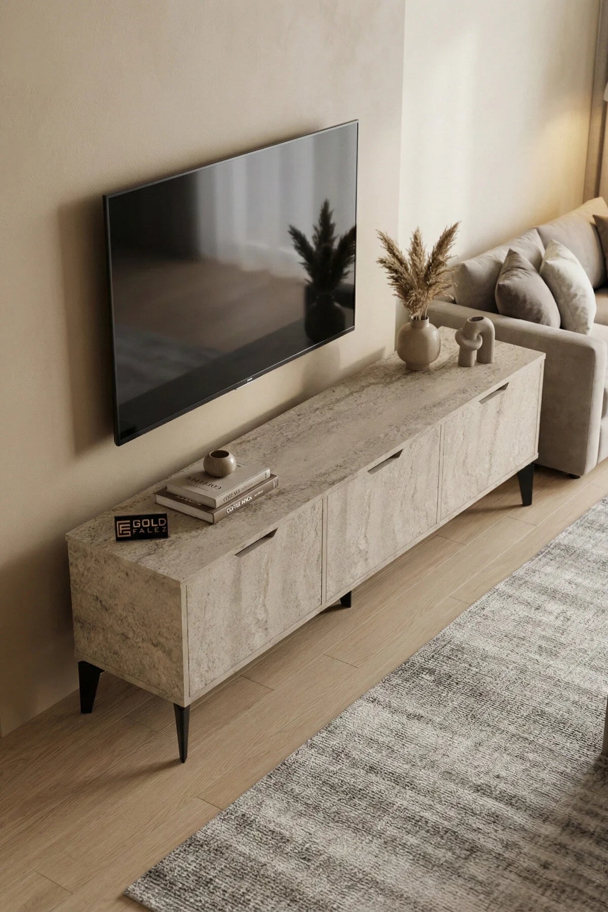 Поставка за телевизор Royal ПДЧ Екрю 160x35 – изображение 4