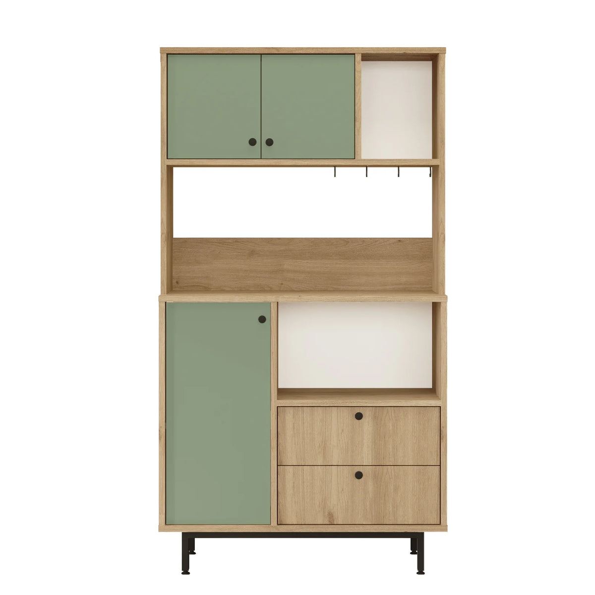 Серия Royce Coffee Corner Многофункционален шкаф Кухненски шкаф Кошница-Липово зелено – изображение 6