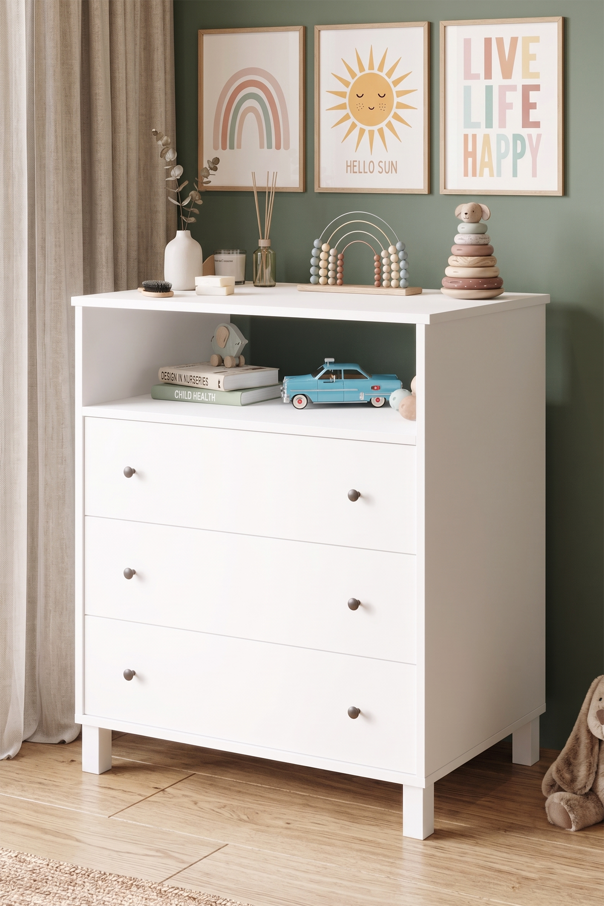 Yuru Design Noren Drawer Cabinet White NR3-W