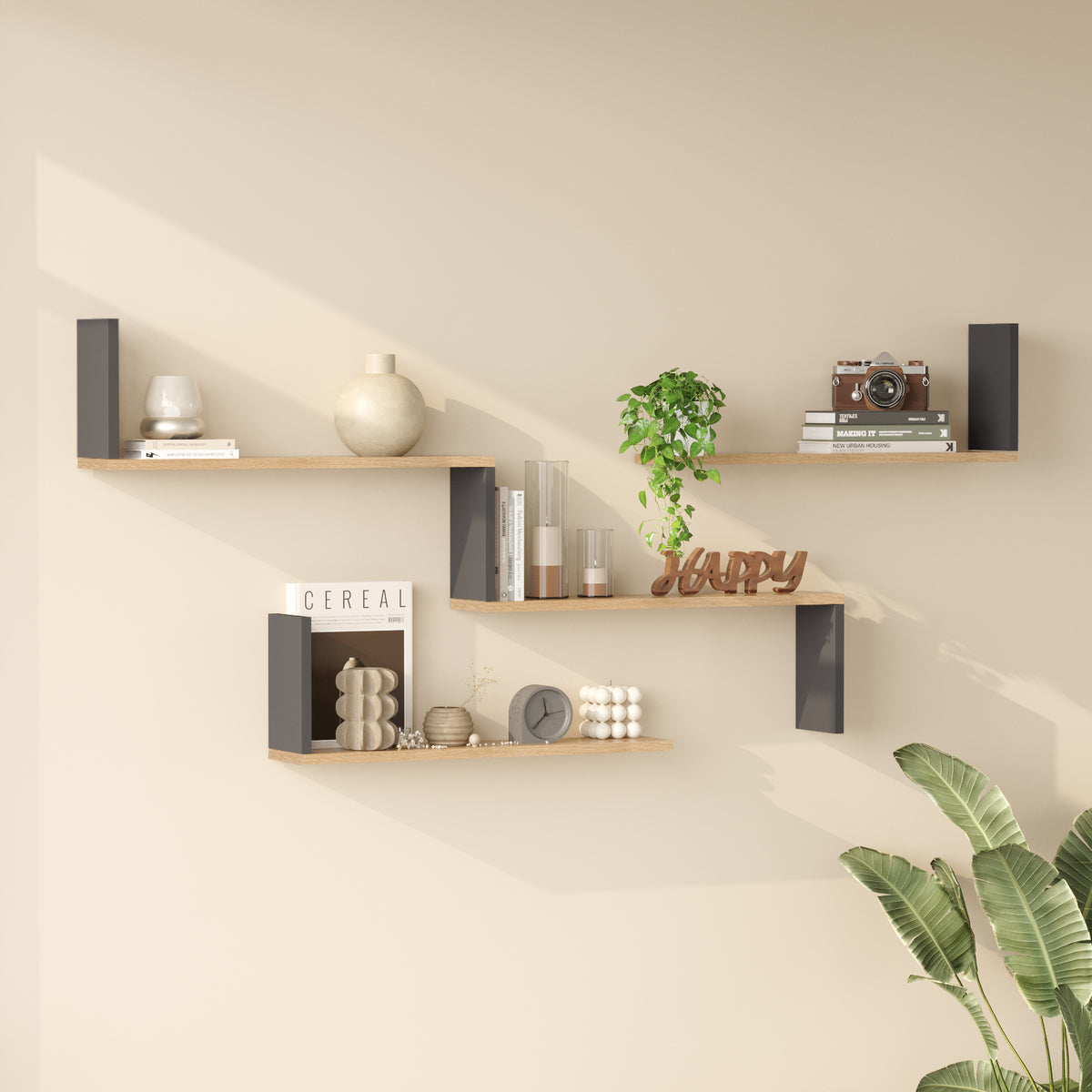 Yuru Design Стенен Рафт Етажерка Sepet - Антрацит WL28-SA – изображение 3