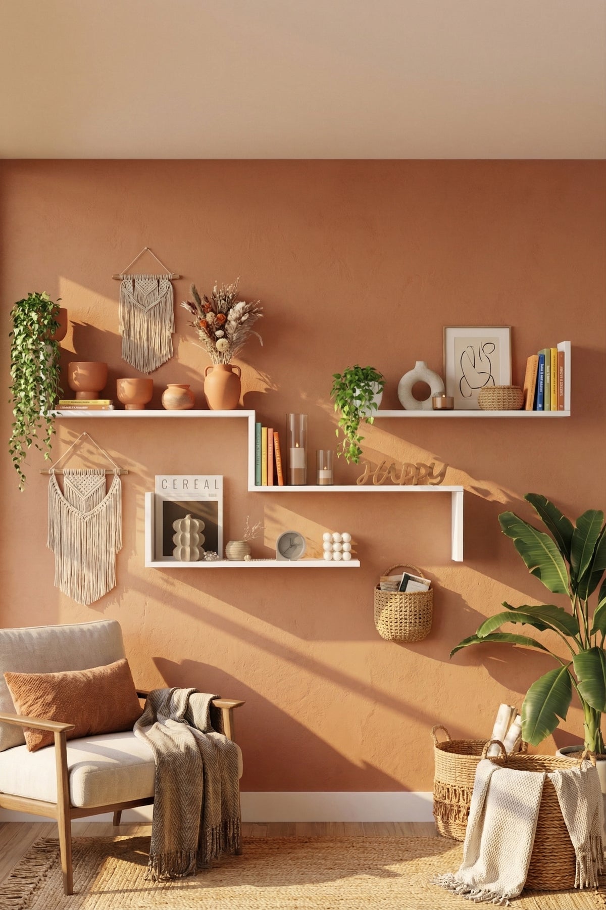 Yuru Design Етажерка Стенна Етажерка Бяла WL28-W