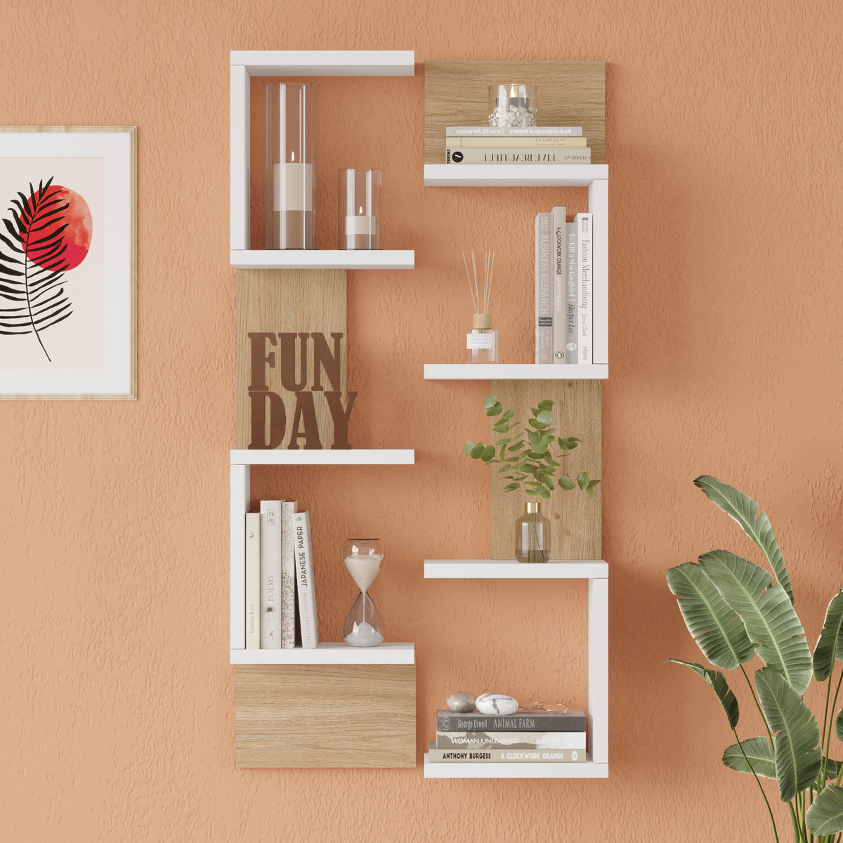 Yuru Design Етажерка за стена тип етажерка с кошница - Бяла WL22-SW – изображение 2