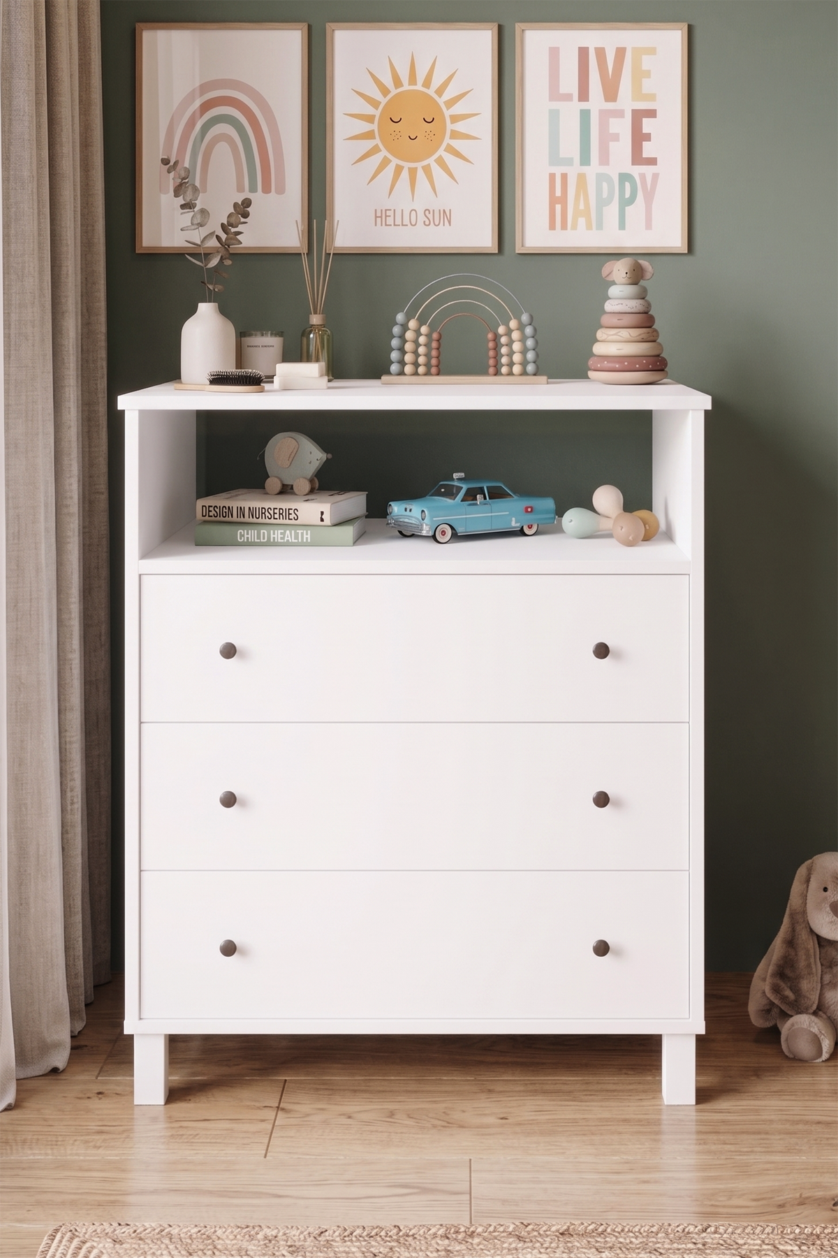 Yuru Design Noren Drawer Cabinet White NR3-W – görsel 2