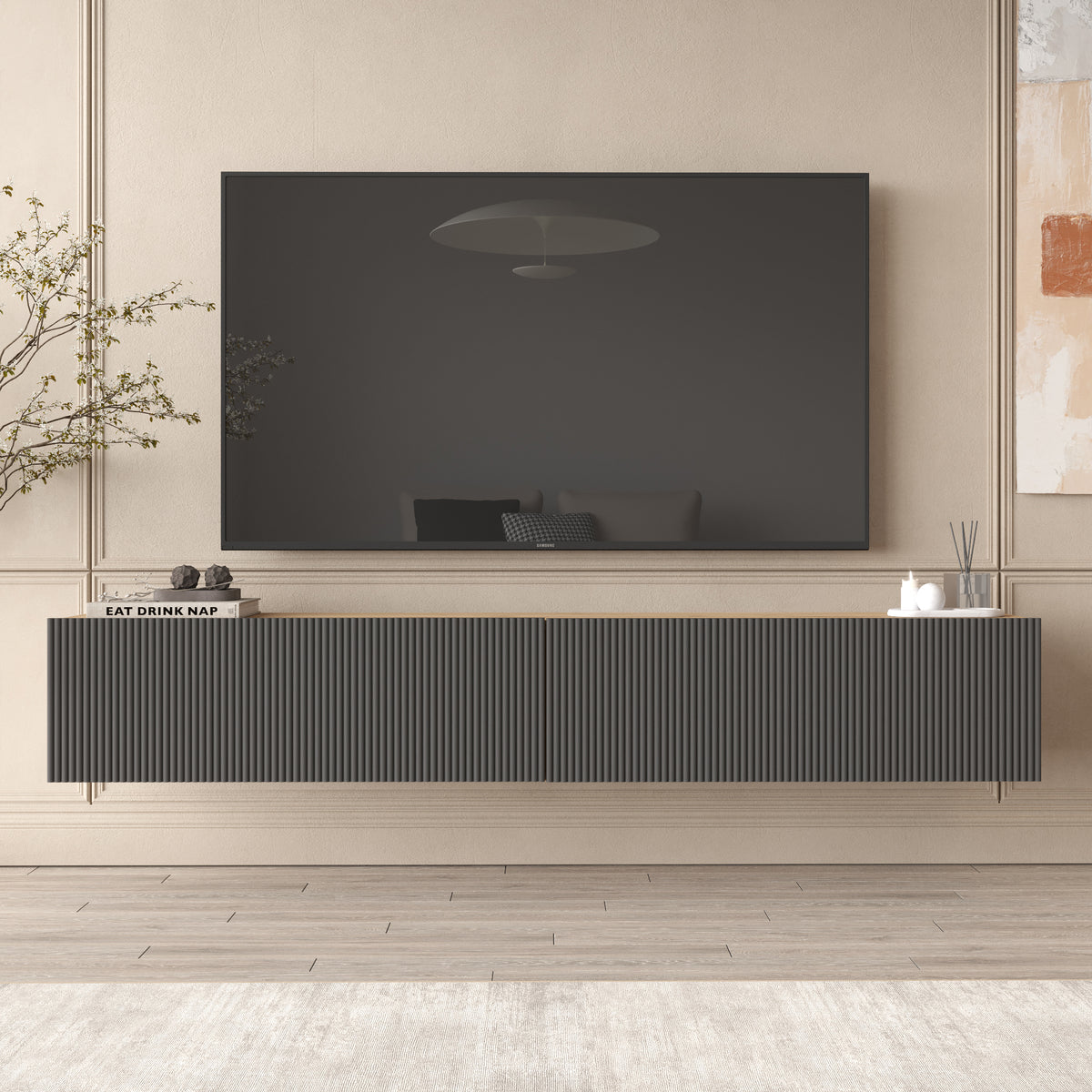 Lorien Floating ТВ шкаф плетка юта - Anthracite – изображение 2