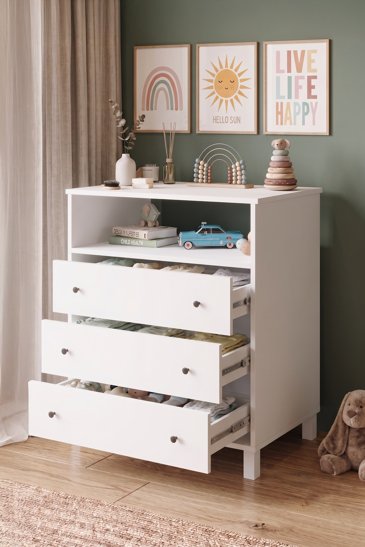 Yuru Design Noren Drawer Cabinet White NR3-W – görsel 3