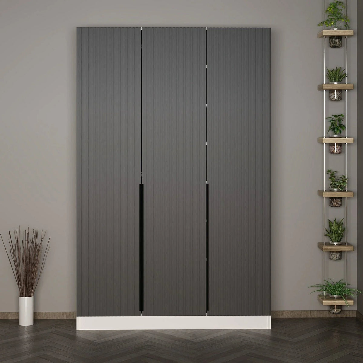 Kale 210 Cm 3 врати 1B рафт за палта Byz Mbr Striped Ant – görsel 2