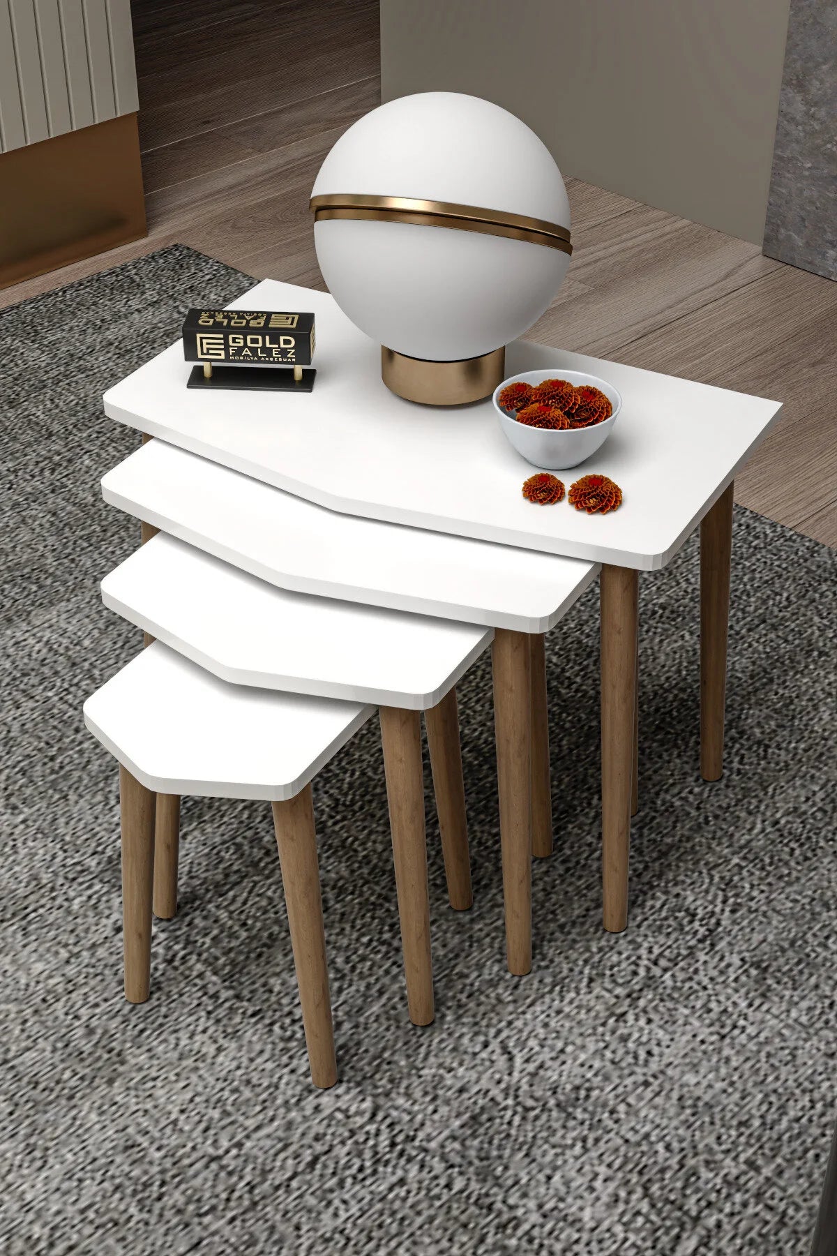 Маса за кафе Elya Nesting Бяла 4 бр – изображение 3