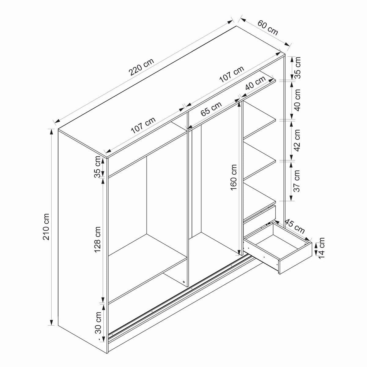 Kale210Y 2K плъзгащ се гардероб 220G - Byz антрацит – изображение 8