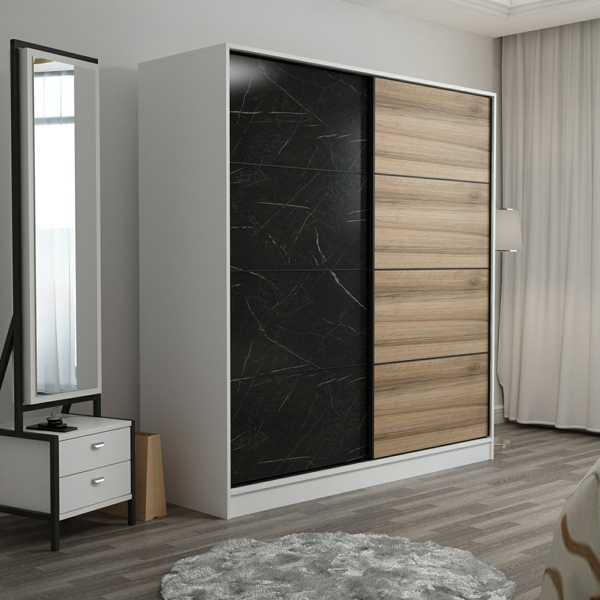 Kale210Y 2K плъзгащ се гардероб 220G - Byz Royal Marble златист – görsel 2