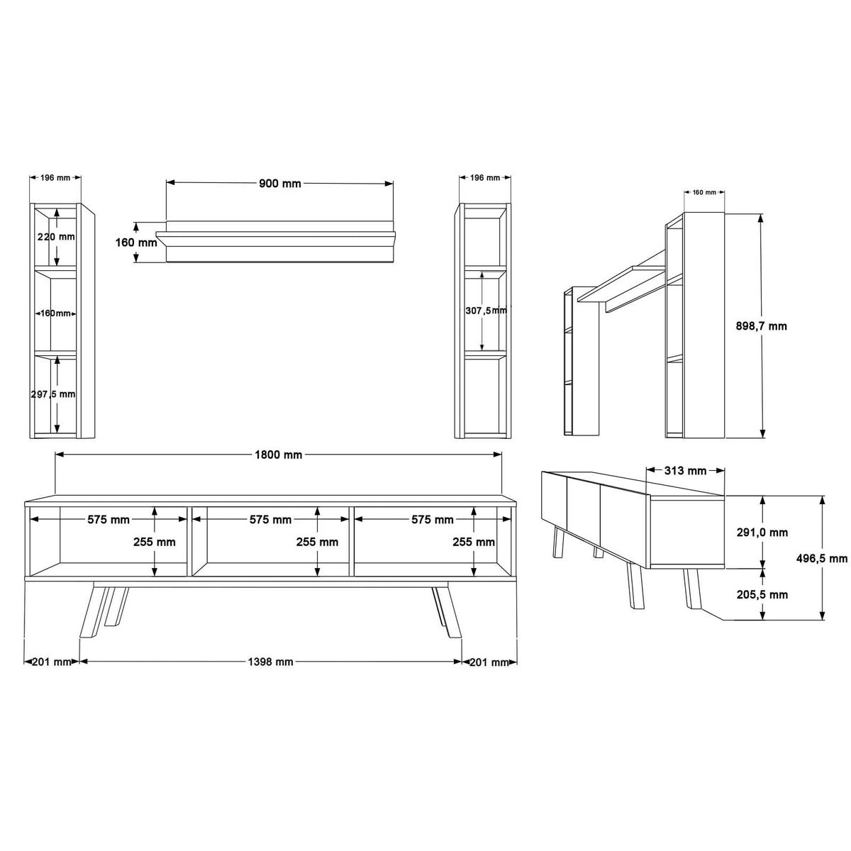 Yuru Design Pulse Медиен център Бял - Количка PU3-WS – изображение 9