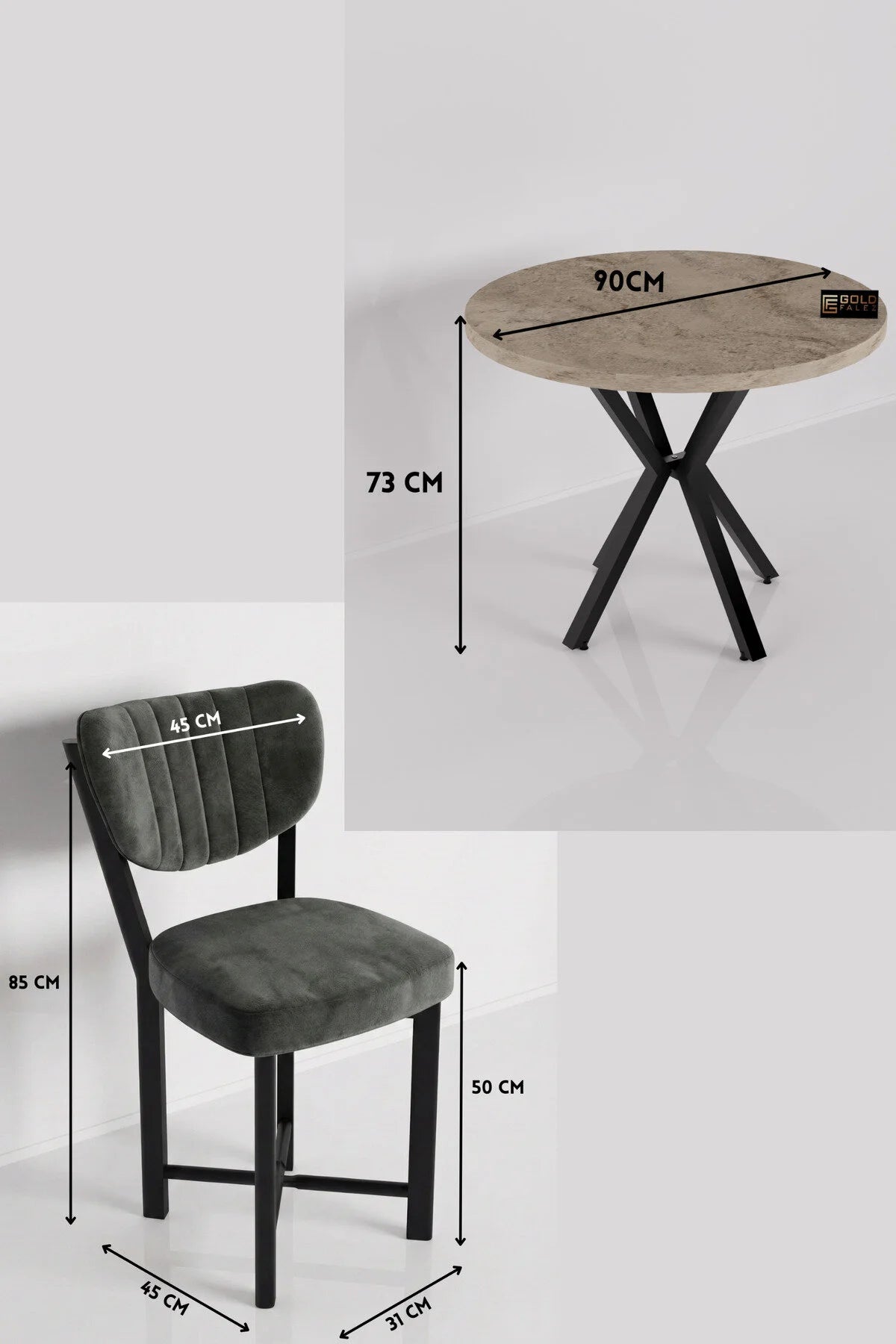 Комплект маса Apple Бежов Антрацит 90 cm – изображение 6