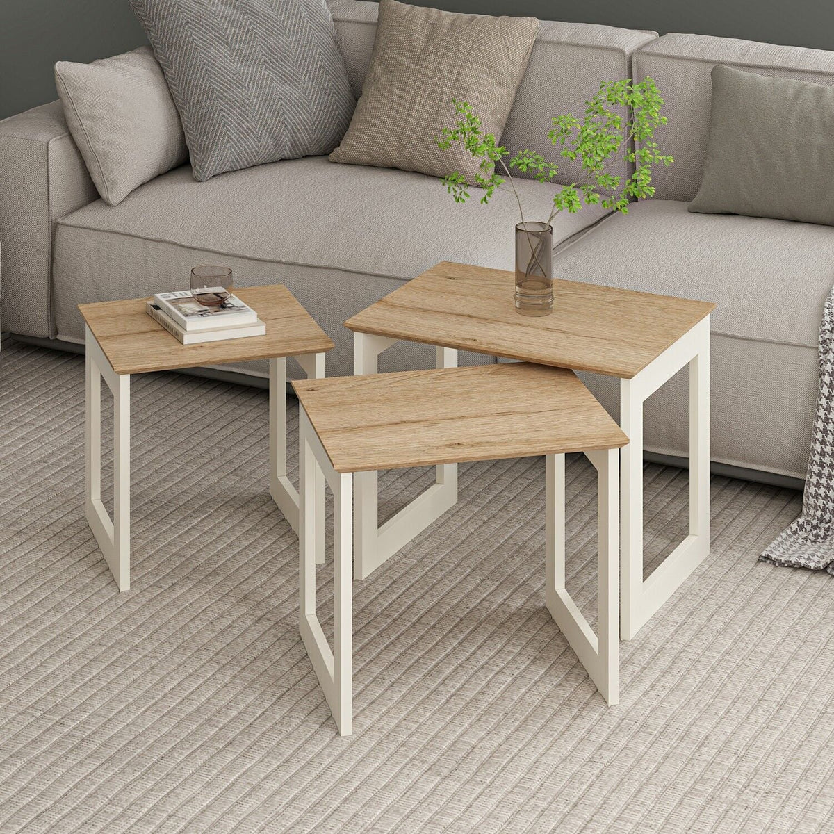Маса за кафе Marlo Nesting 3бр. - Лунен камък - Дълбока кошница – изображение 3