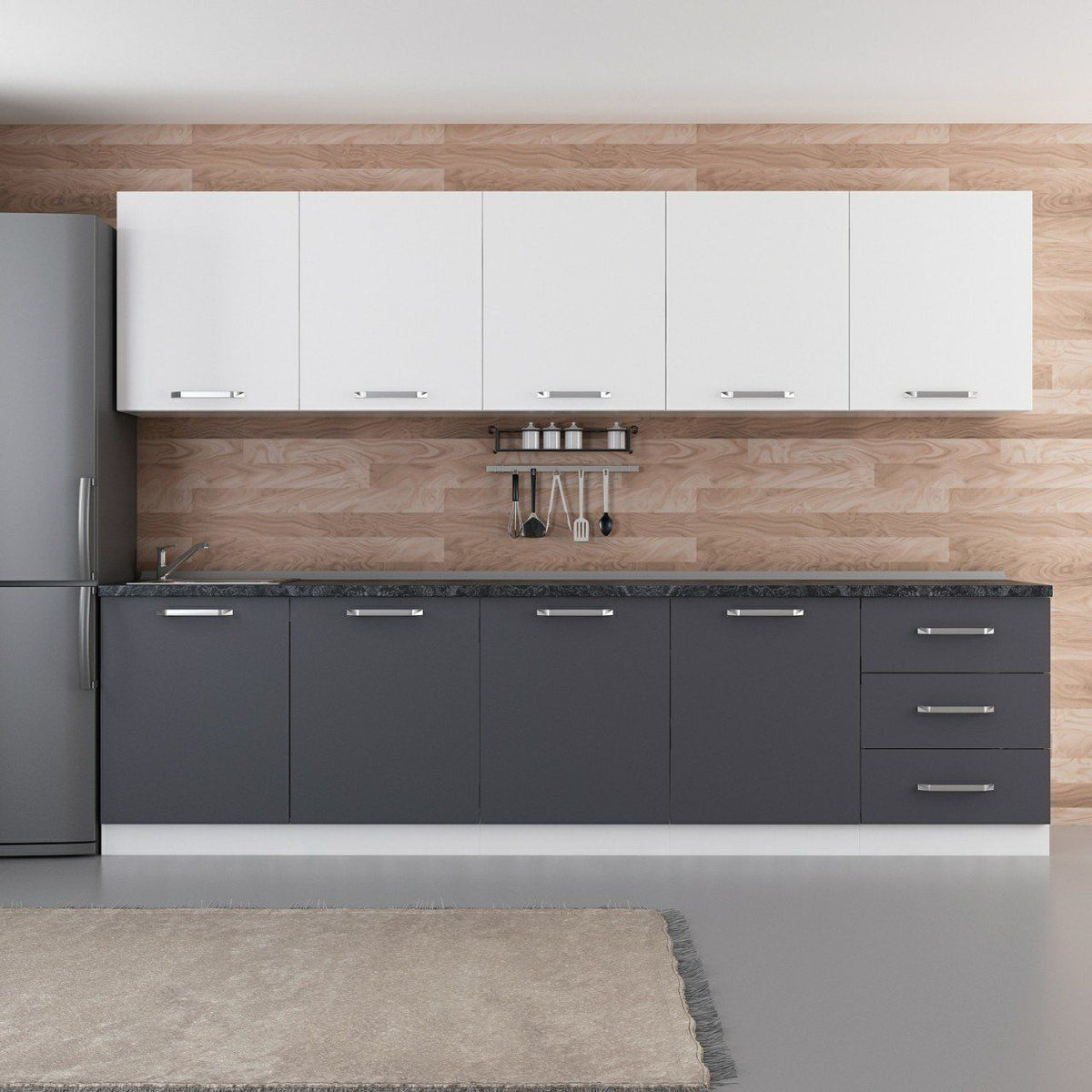 300 Cm Кухненски шкаф бял антрацит 300-A3