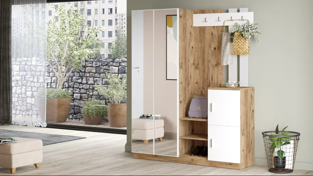 Козирка Гардеробна Поставка за обувки Поставка за обувки Pine-White – изображение 3