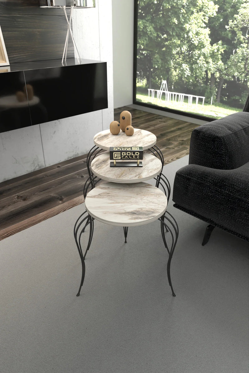 Маса за кафе Lükens Nesting Efes Бяла от 3 части