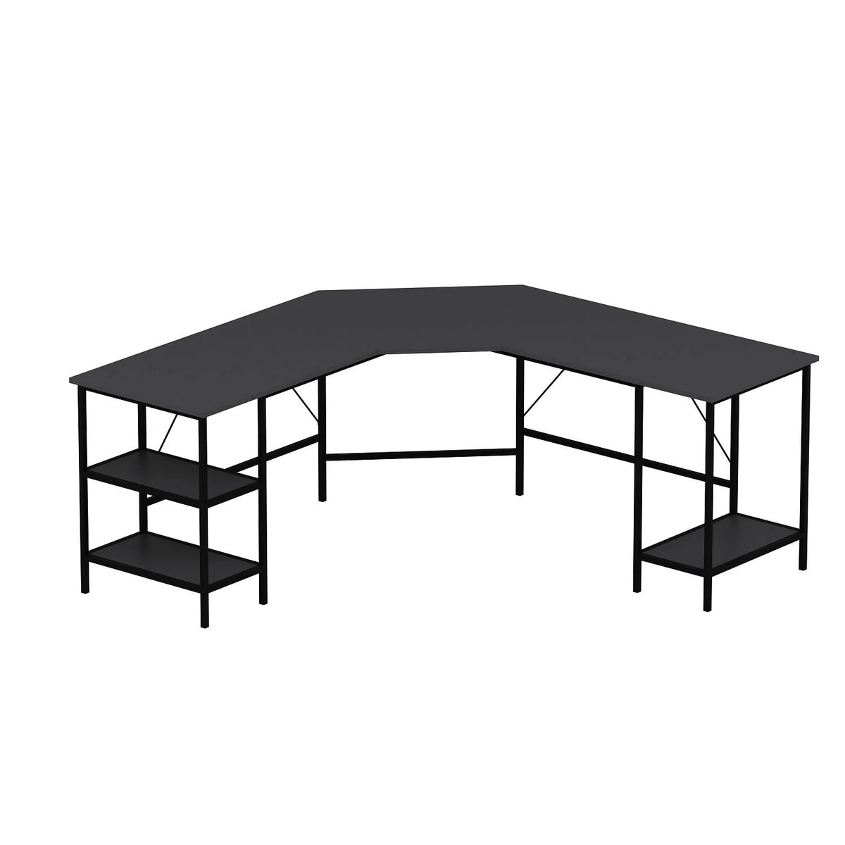 L Ъглова Учебна Маса с Power Shelf - Антрацит – görsel 4