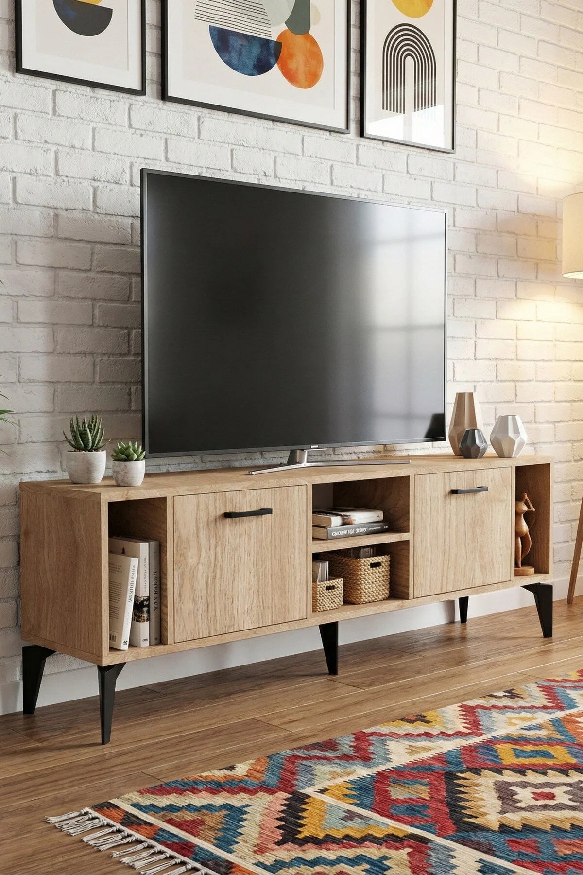 Поставка за телевизор Linya ПДЧ бежово 160x35 cm – изображение 5