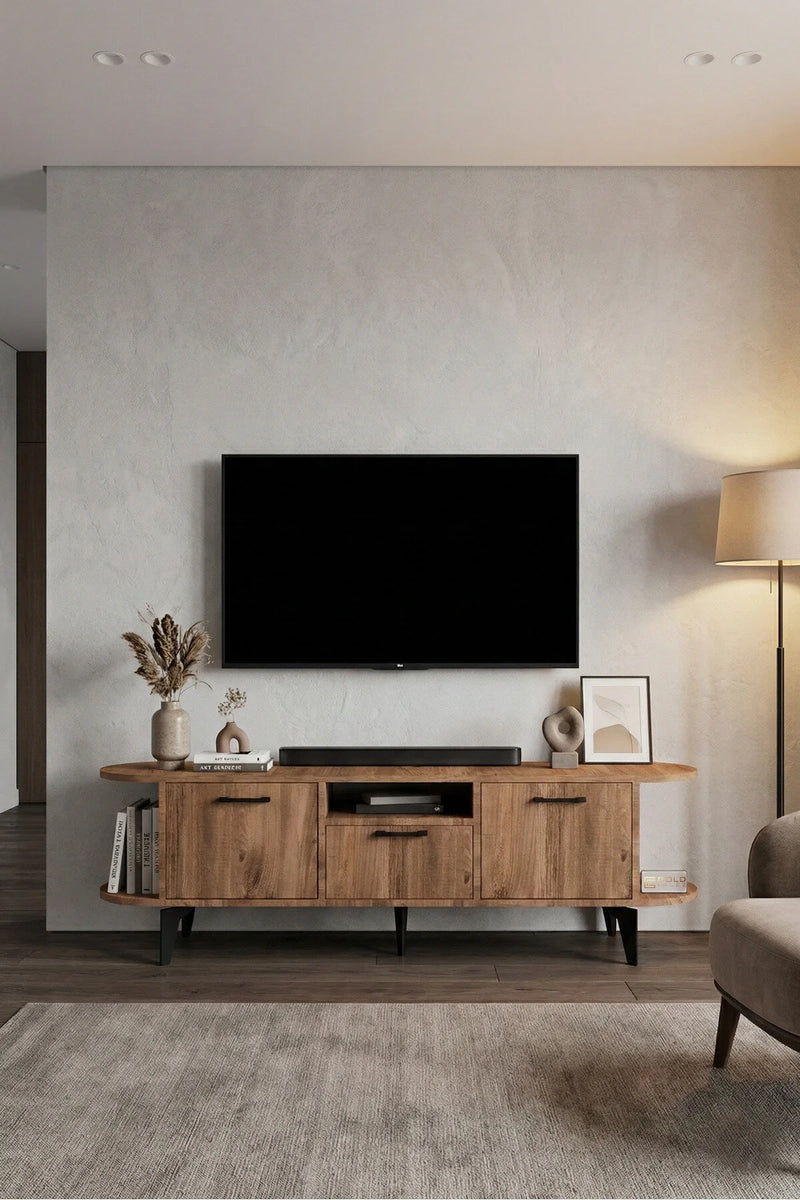 Стойка за телевизор Mira ПДЧ черна 160x35 cm