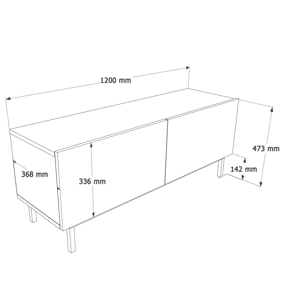 ТВ шкаф Kumsal с 2 капака и дървени крака 120 см CO3-CO – изображение 7