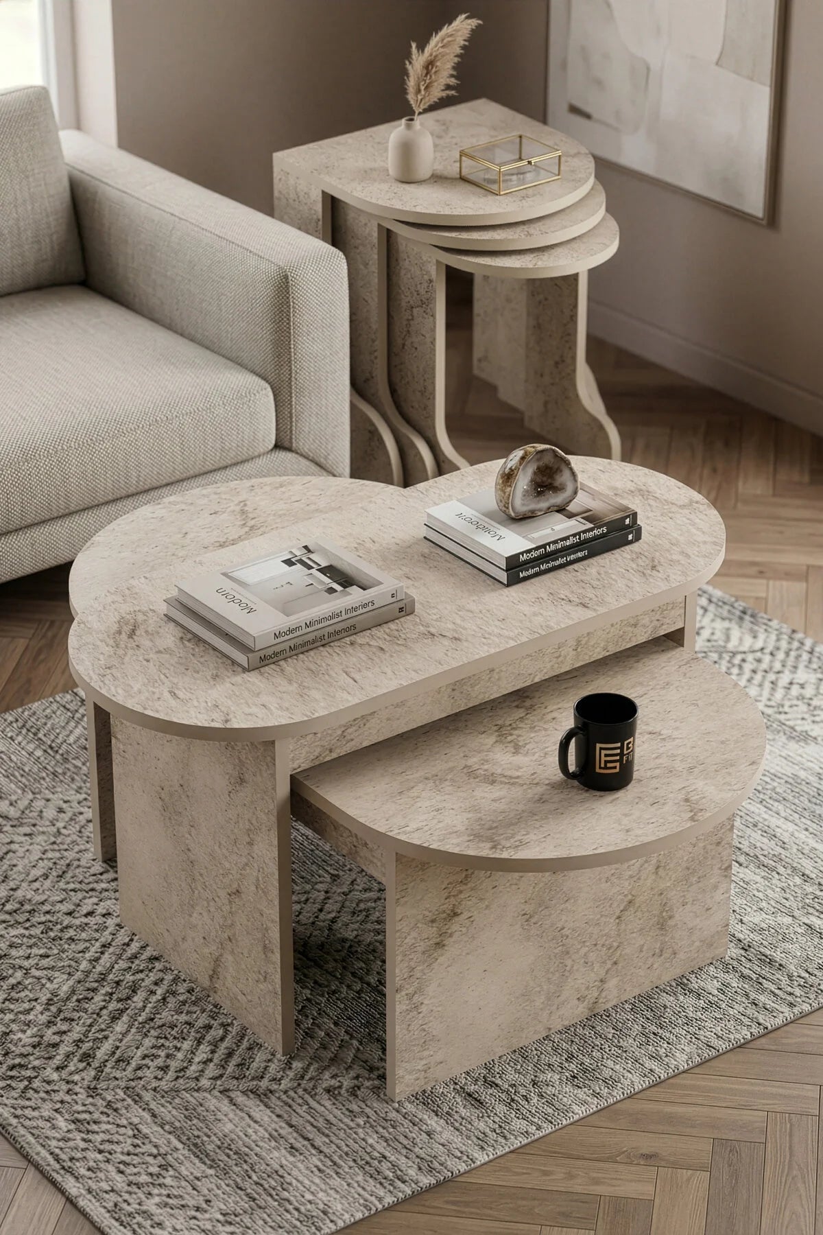 Комплект маса за кафе Setro Medium Nesting Ecru 100x50
