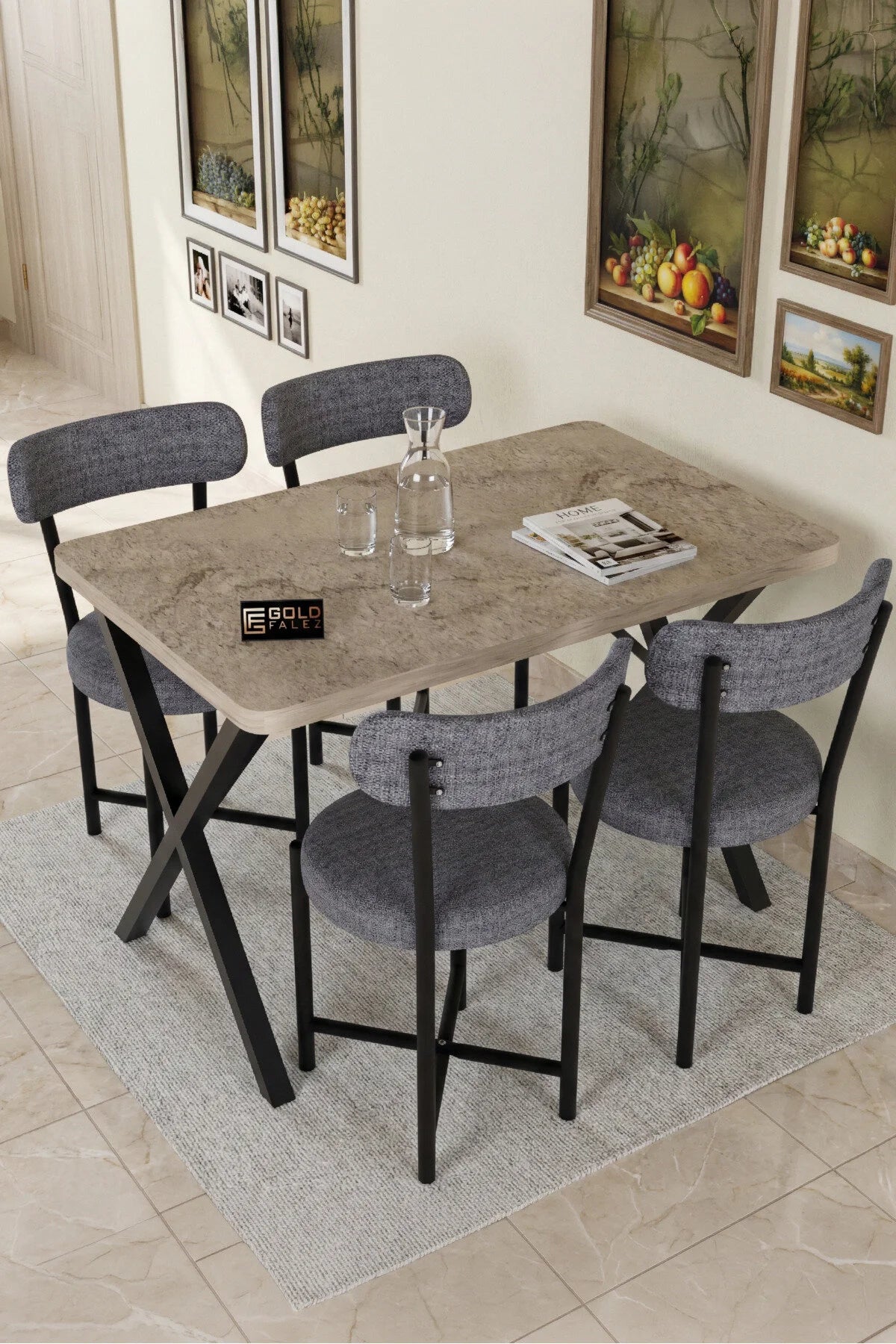 Метален стол Teddy Linen Grey 4 бр – изображение 7
