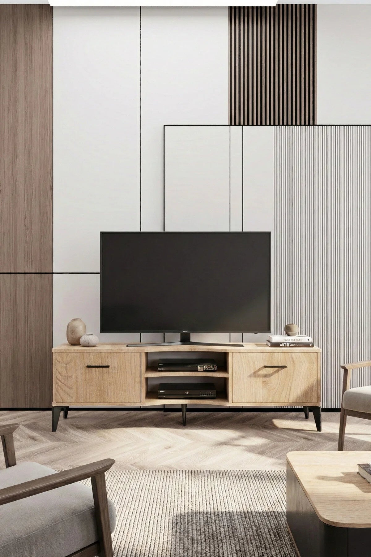 Стойка за телевизор Vera ПДЧ бежово 160x35 – görsel 2