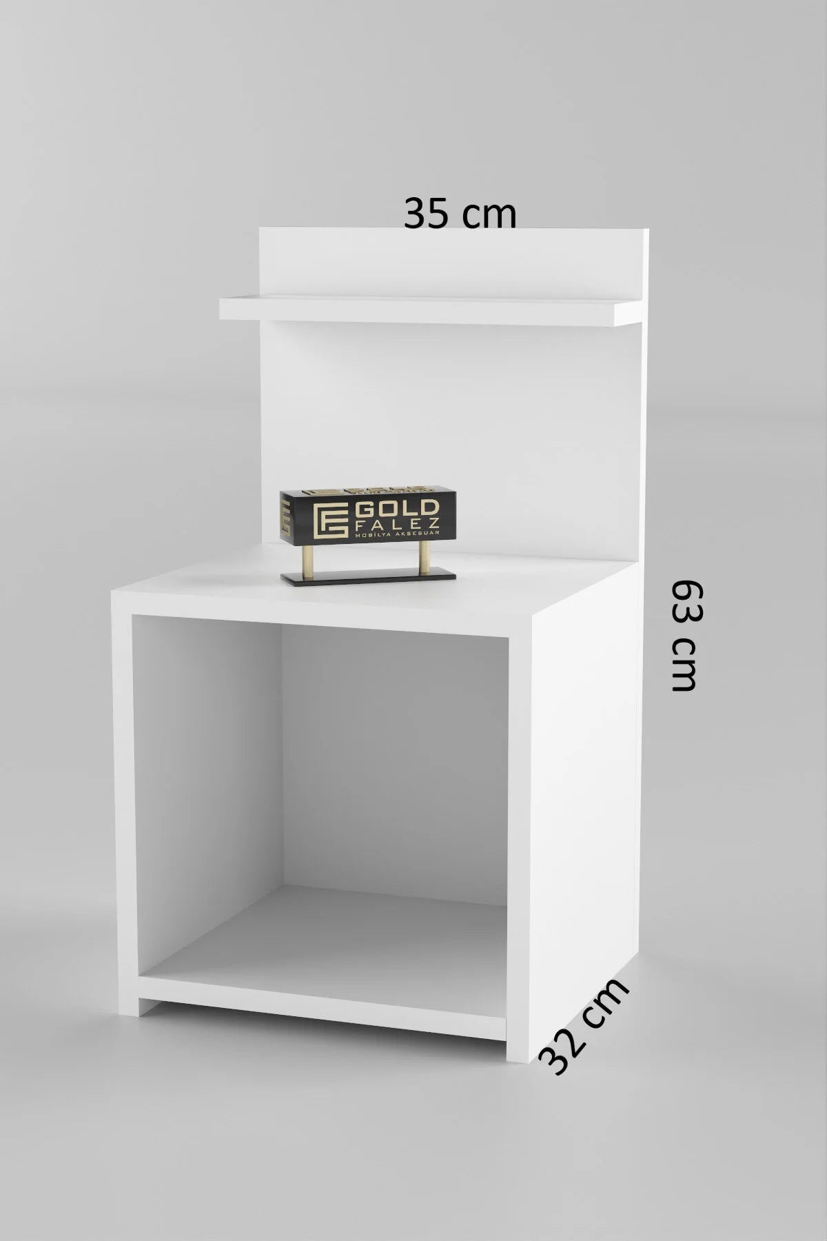 Нощно шкафче с отворен рафт Бяло 63 cm – изображение 6