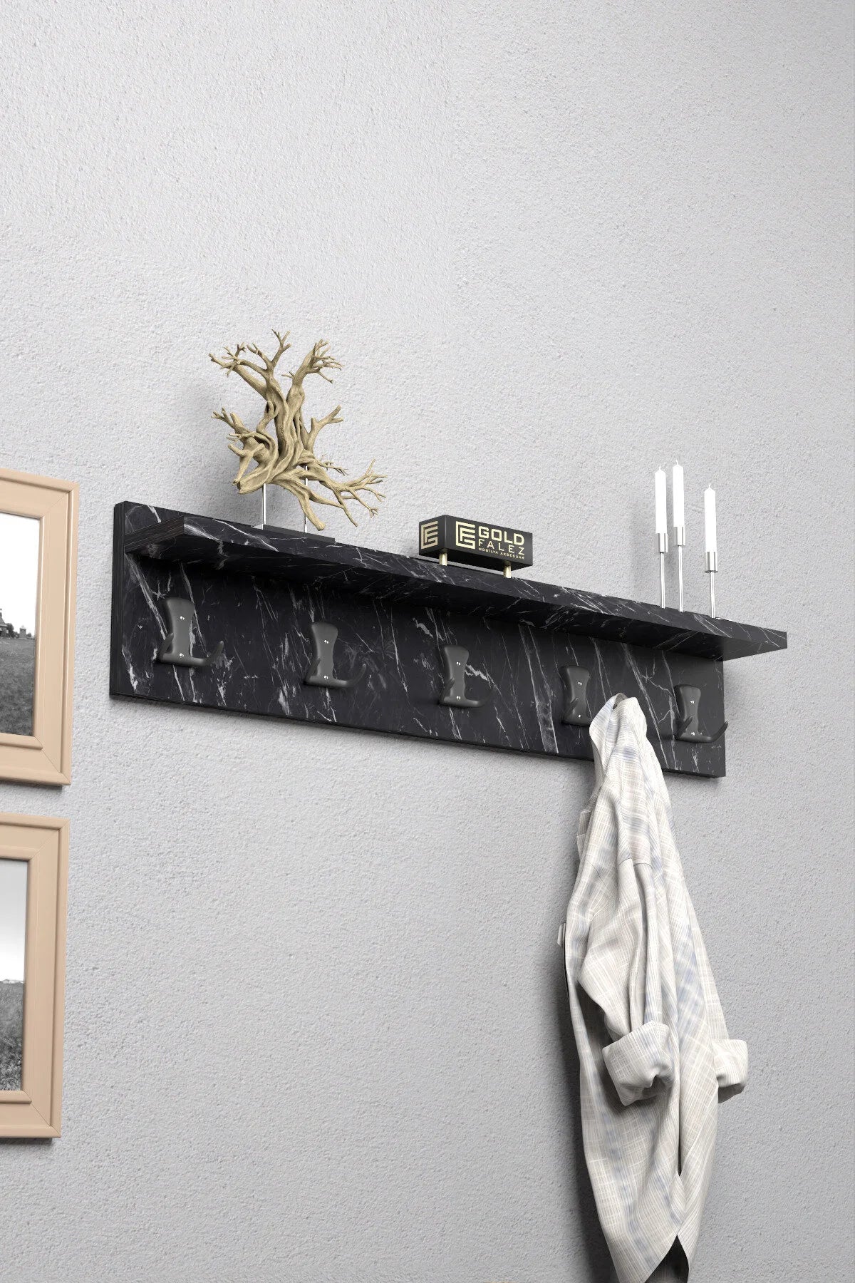 Закачалка за стена Черна 80 cm – görsel 3