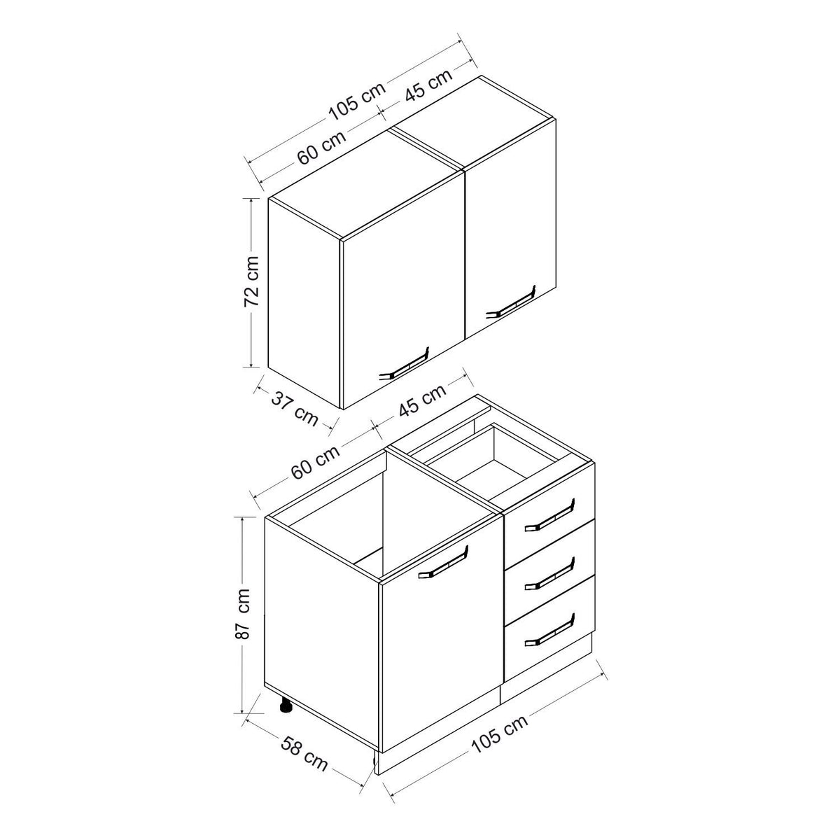 105 Cm Кухненски шкаф Бял 105-B1 – görsel 8