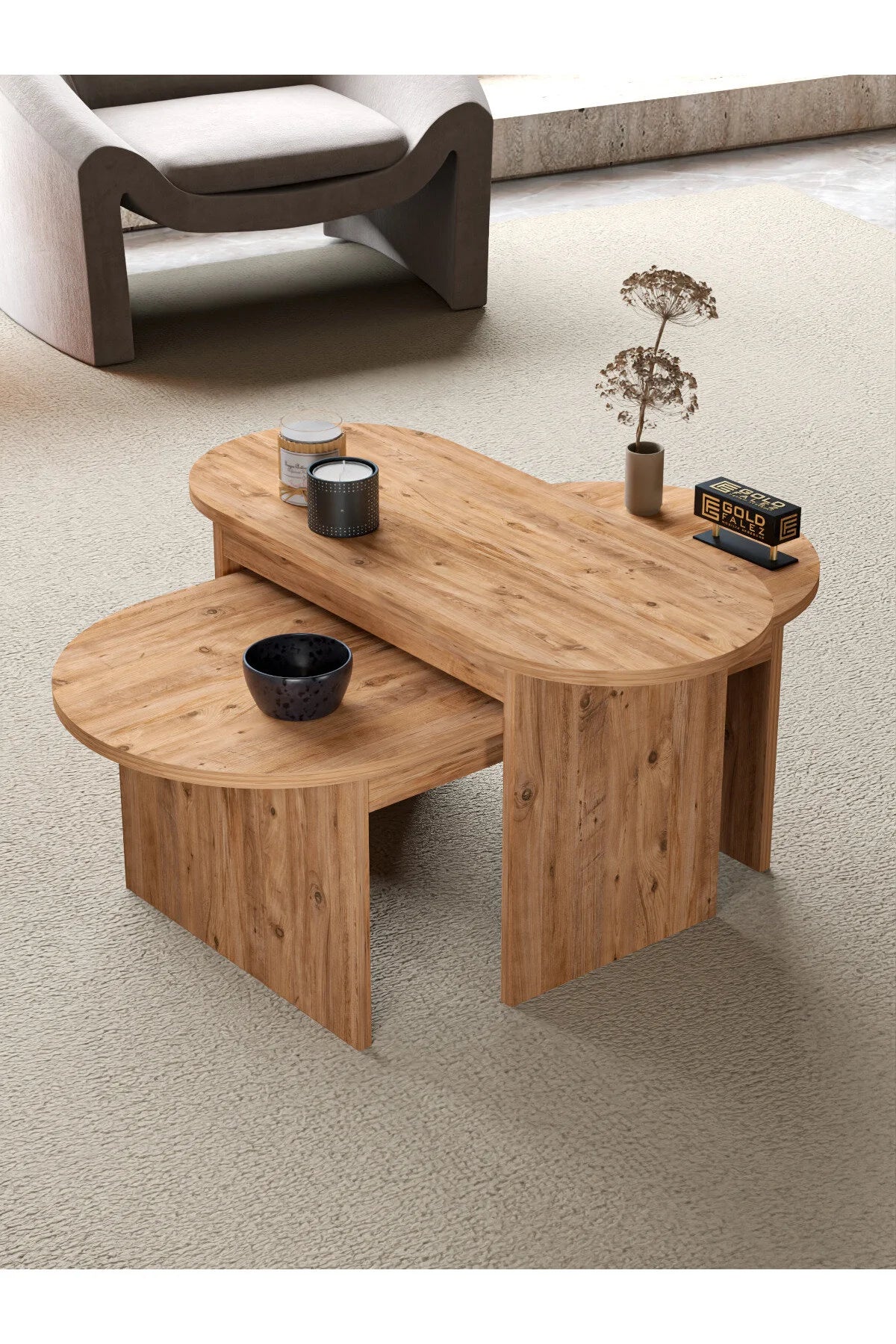 Комплект маса за кафе Setro Medium Nesting Кафяв 100x50 – görsel 5