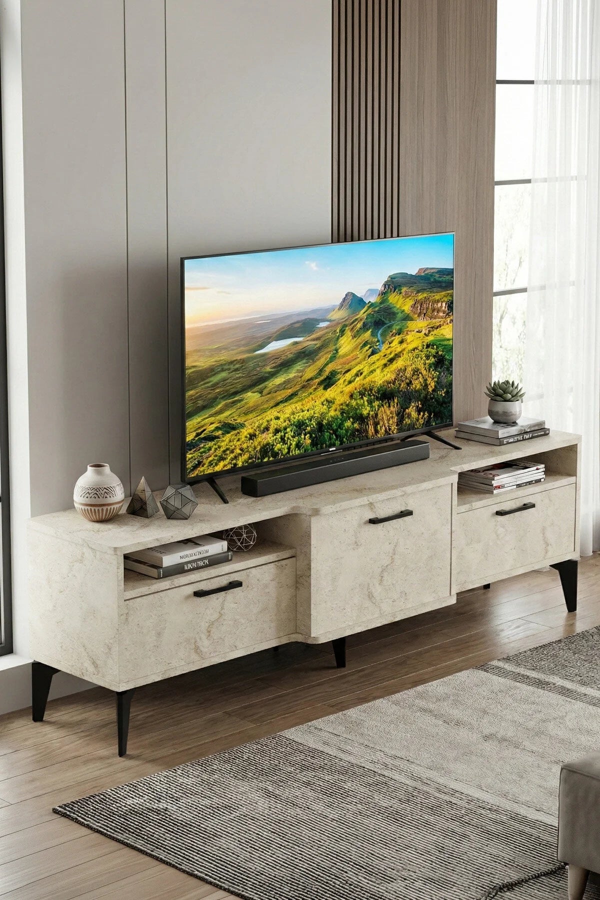 Поставка за ТВ Mistral ПДЧ Екрю 160x40 cm – изображение 4