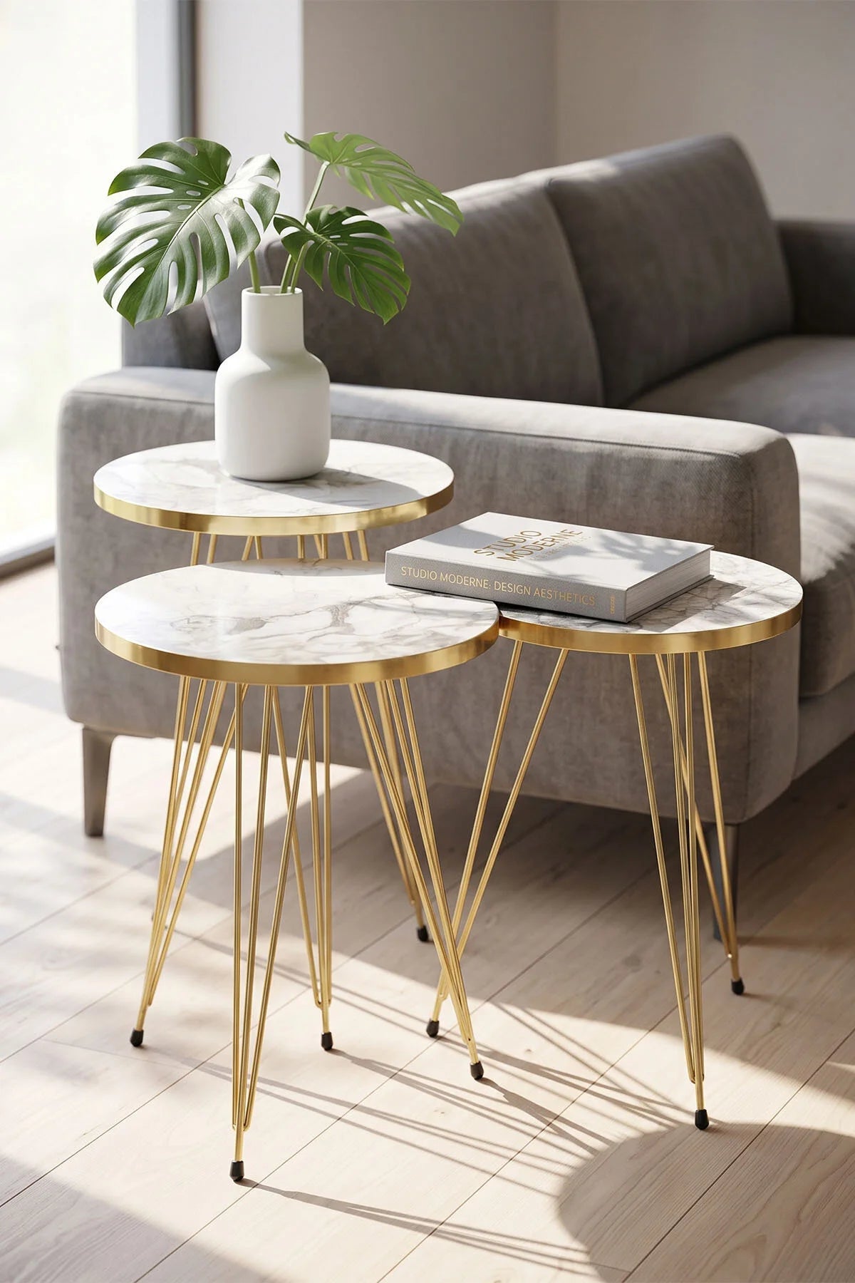 Холна маса Nesting и холна маса Kr комплект Gold Efes Тел – görsel 2