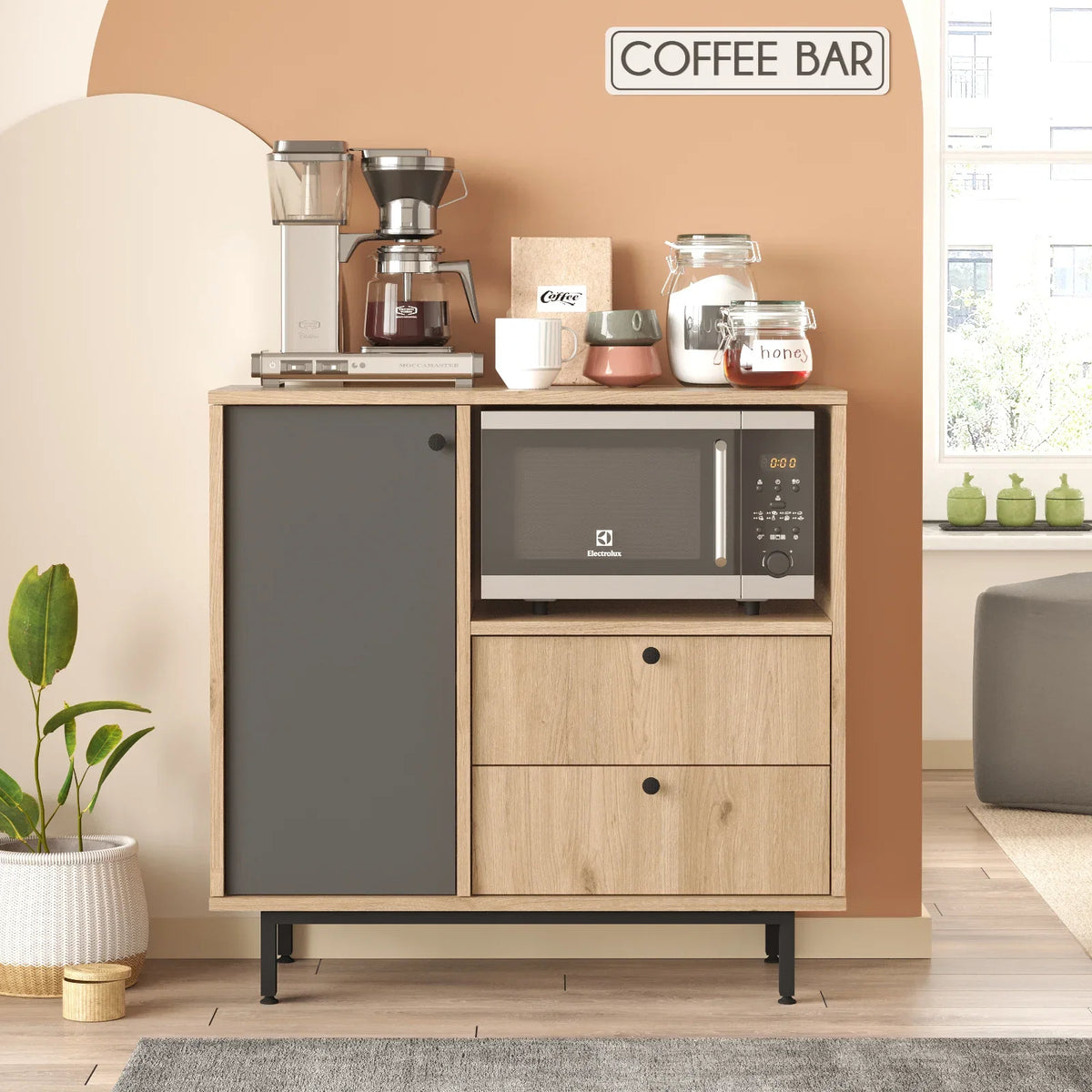 Серия Royce Coffee Corner Многофункционален шкаф Кухненски шкаф Кошница-антрацит – görsel 4