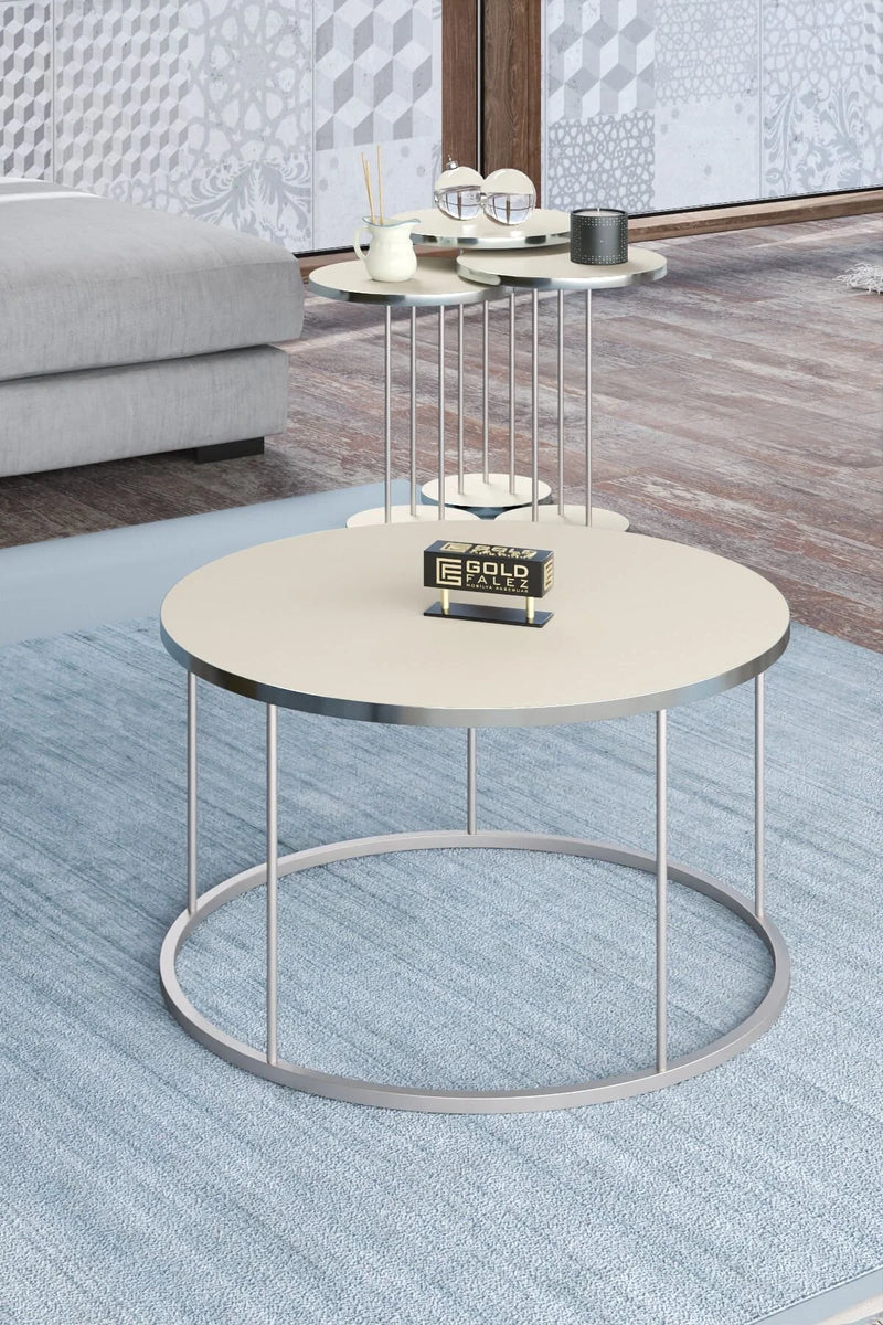 Комплект маси за кафе Silver Terra крем 4 части