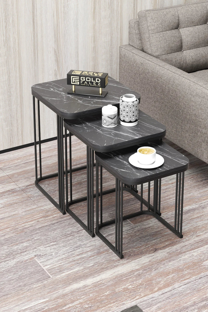 Маса за кафе Alize Nesting Черна 3 бр
