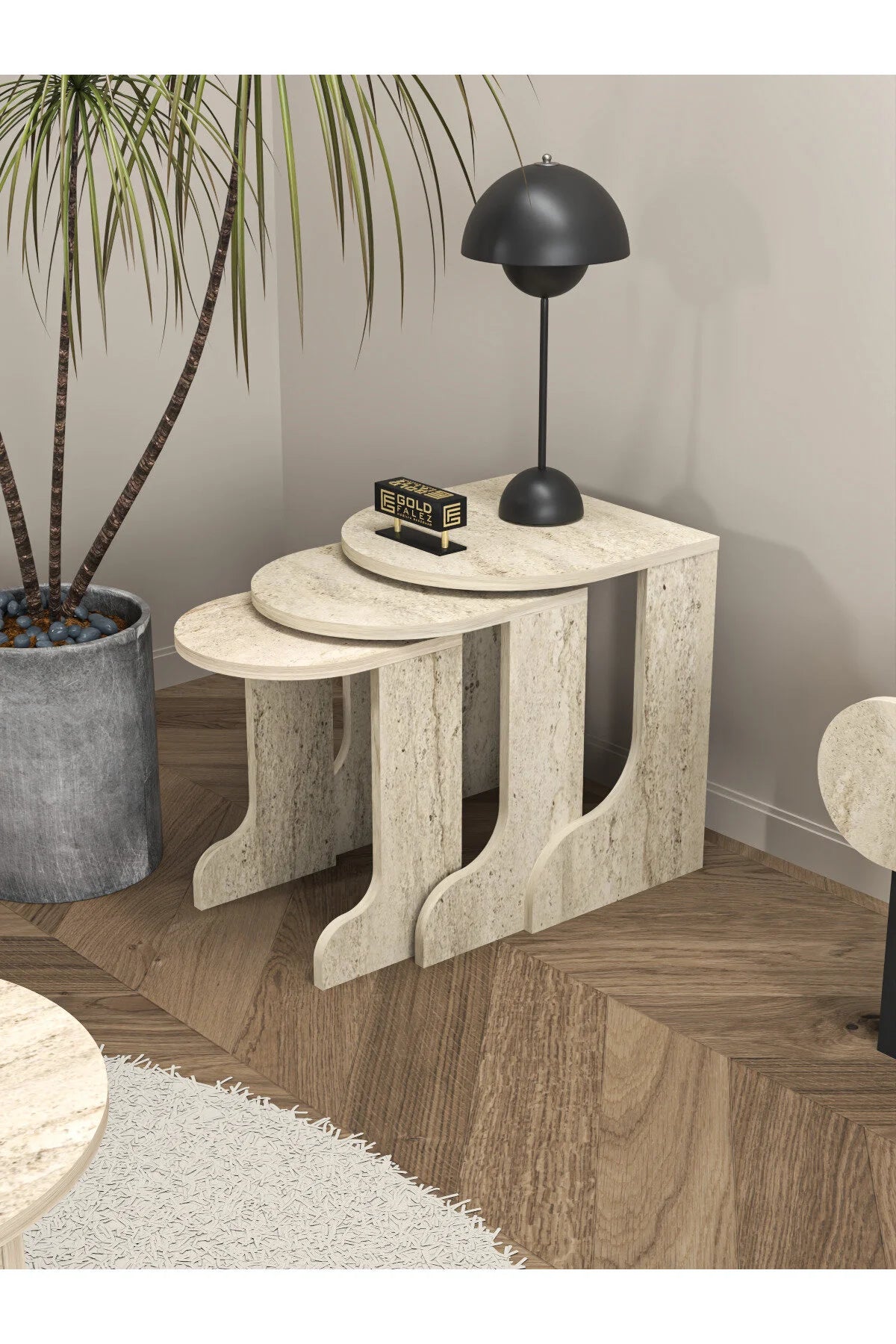 Комплект маса за кафе Setro Medium Nesting Ecru 100x50 – изображение 5
